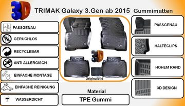 Trimak Auto-Fußmatte, Passgenaue 3D Auto Gummimatten Fußmatten für FORD Galaxy 3.Gen ab 2015