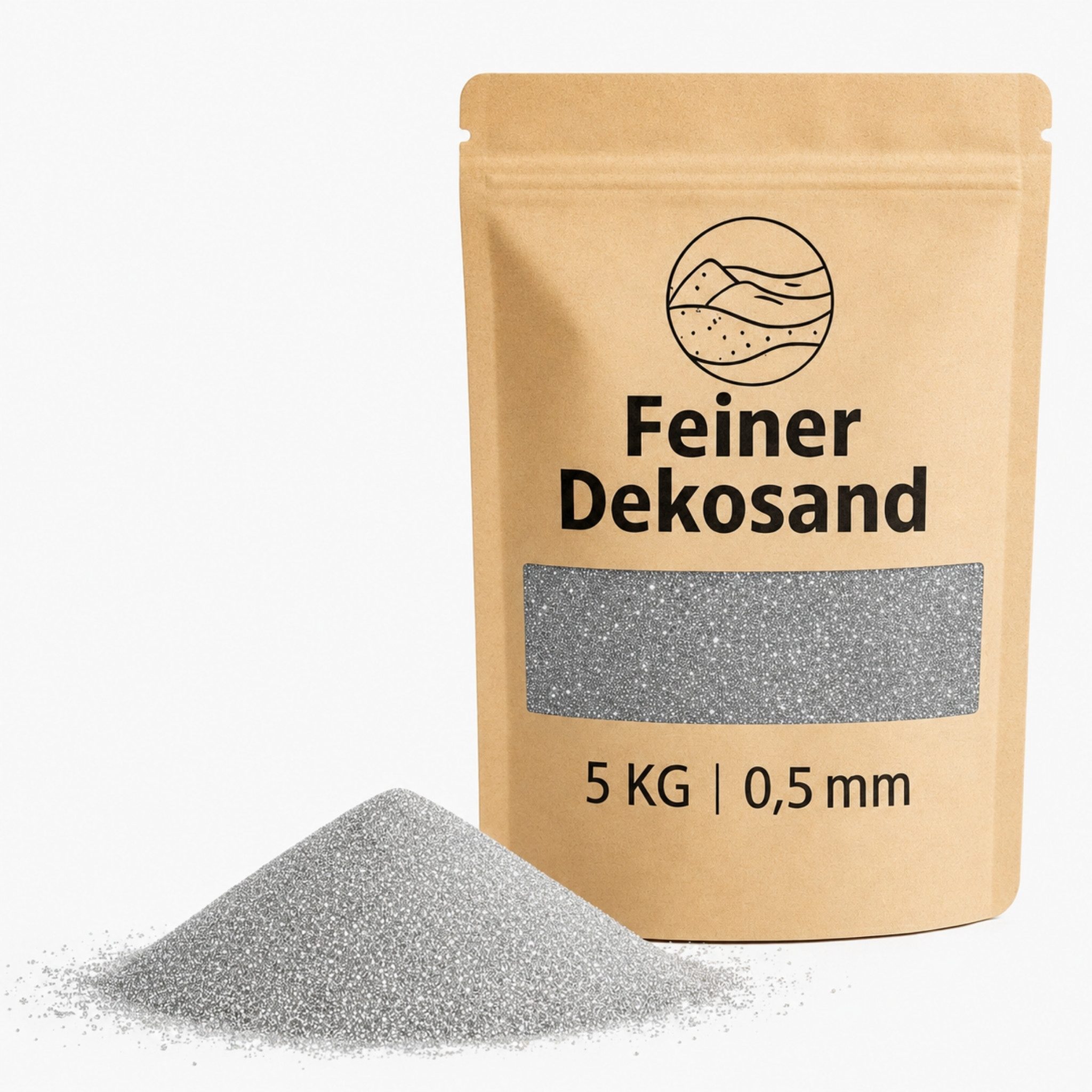 matches21 HOME & HOBBY Dekosand Deko-Sand silber 5 kg für Vasen, Gläser & Streudeko (1-St), Bunter Farbsand als feiner Deko- & Bastelsand