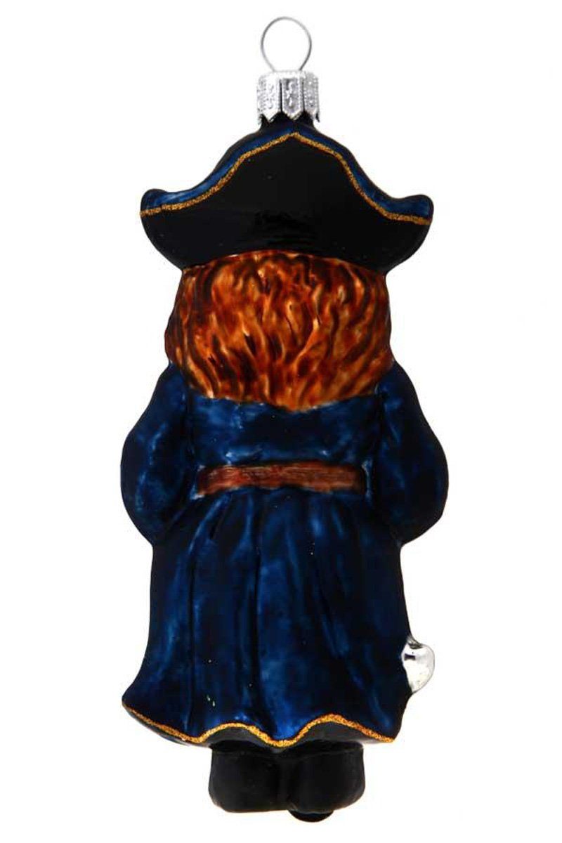 Weihnachtskontor mundgeblasen Hamburger Piratenkapitän Dekohänger handdekoriert blau, Christbaumschmuck - -
