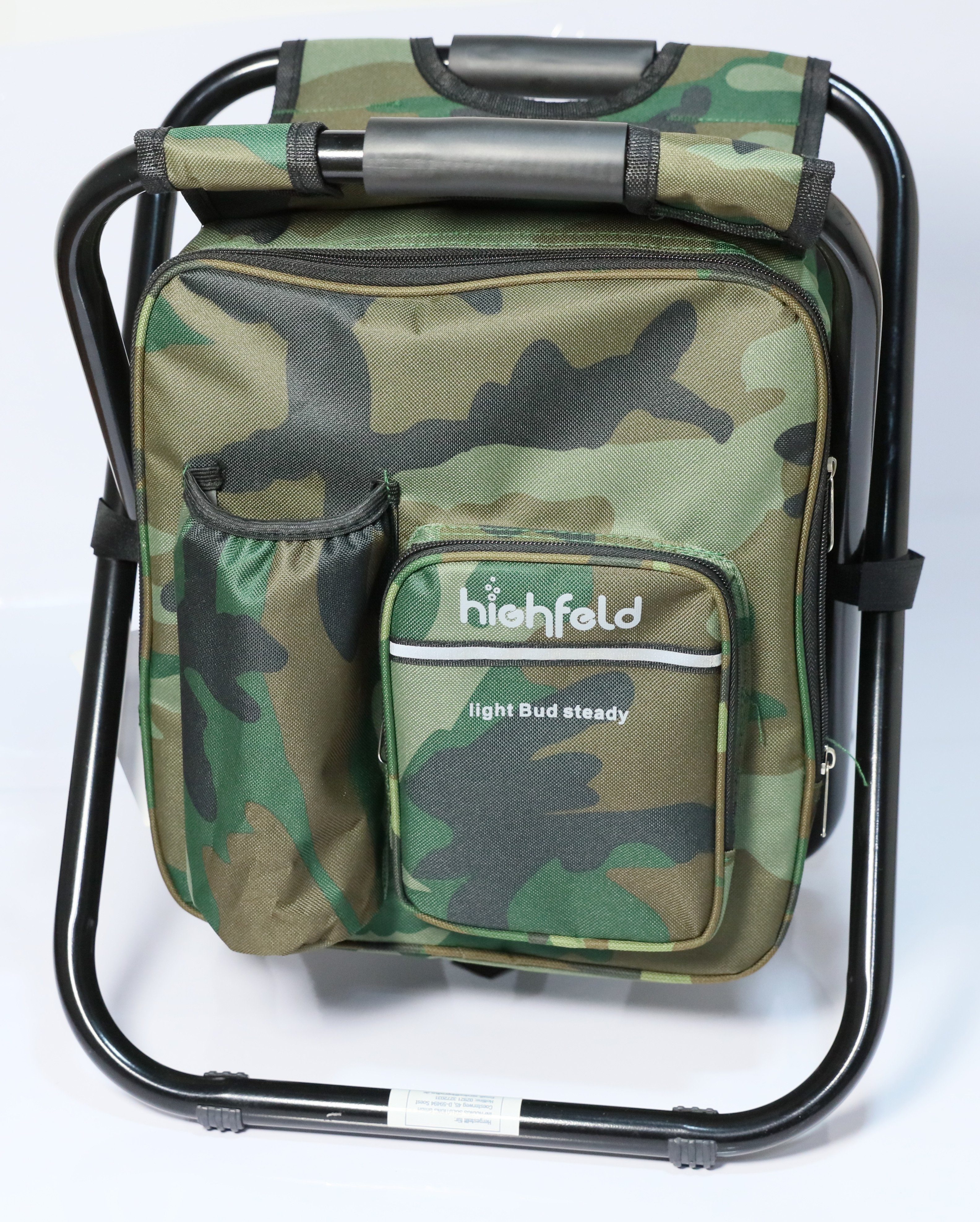highfeld Campinghocker Camping Hocker camouflage Stück), integrierter Kühltasche mit Rucksack mit (1