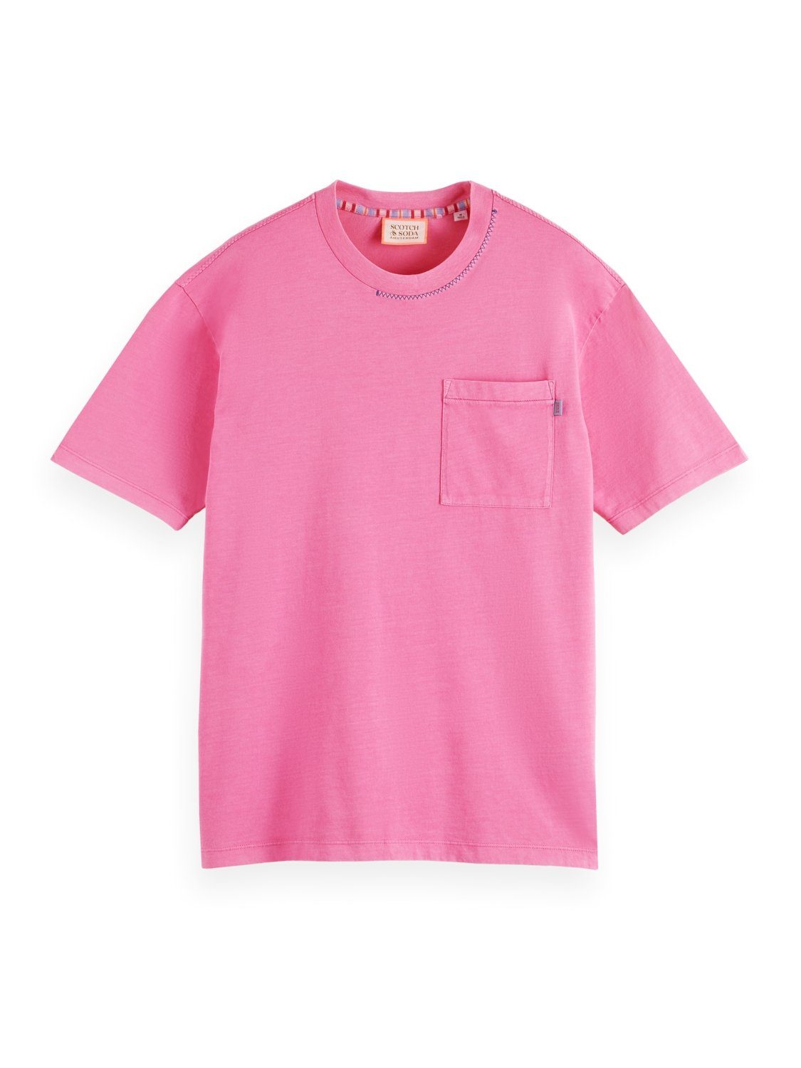 Scotch & Soda Kurzarmshirt Artwork chest pocket tee Cerise | T-Shirts