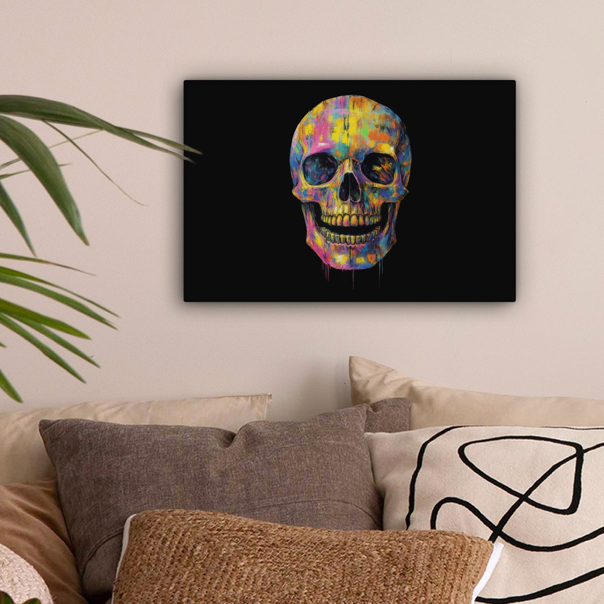 OneMillionCanvasses® Leinwandbild Pinselstriche - Totenkopf - günstig online kaufen