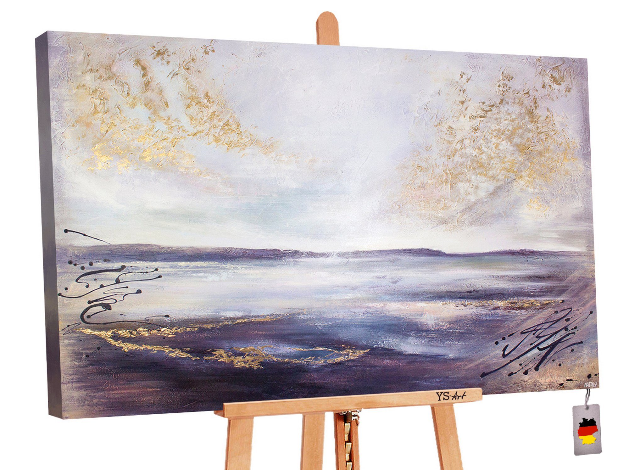 YS-Art Handgemalt Meer Bild Leinwand Meer-Weitblick, Gemälde Meereslandschaft Strand Landschaft, Wasser