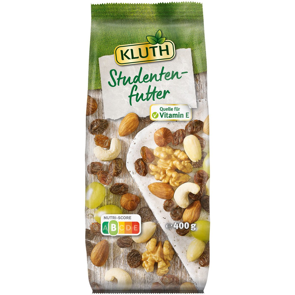 KLUTH Knabberei, Kluth Studentenfutter Premium Snack Quelle für Vitamin E 400g