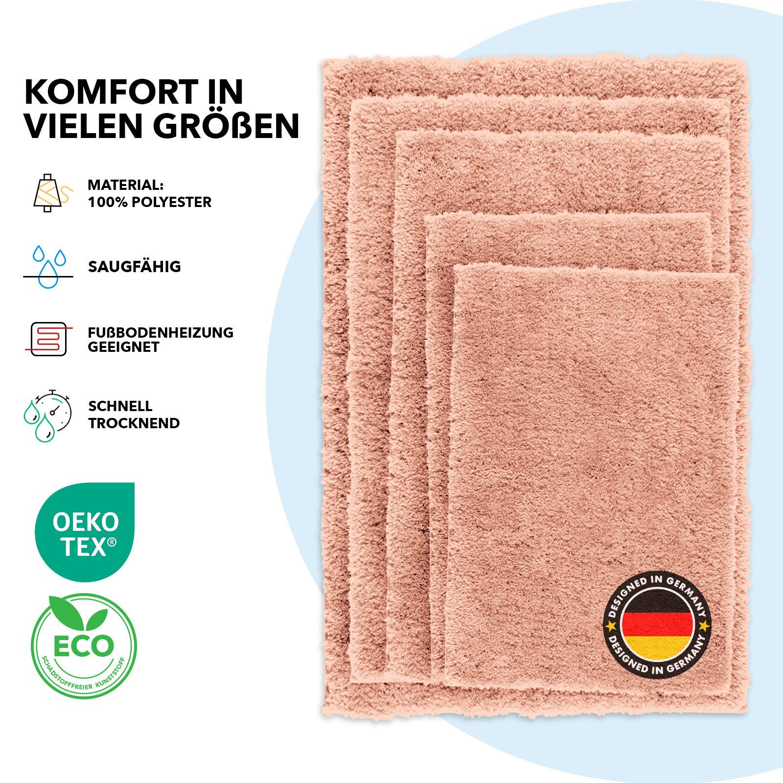 Floordirekt Badematte Sky Extra weich & saugstark, Fußbodenheizung geeignet, Hochflor, Höhe 30 mm, Rutschhemmende Rückseite, Waschmaschinen & Trockner geeignet, – Bild 5 von 5