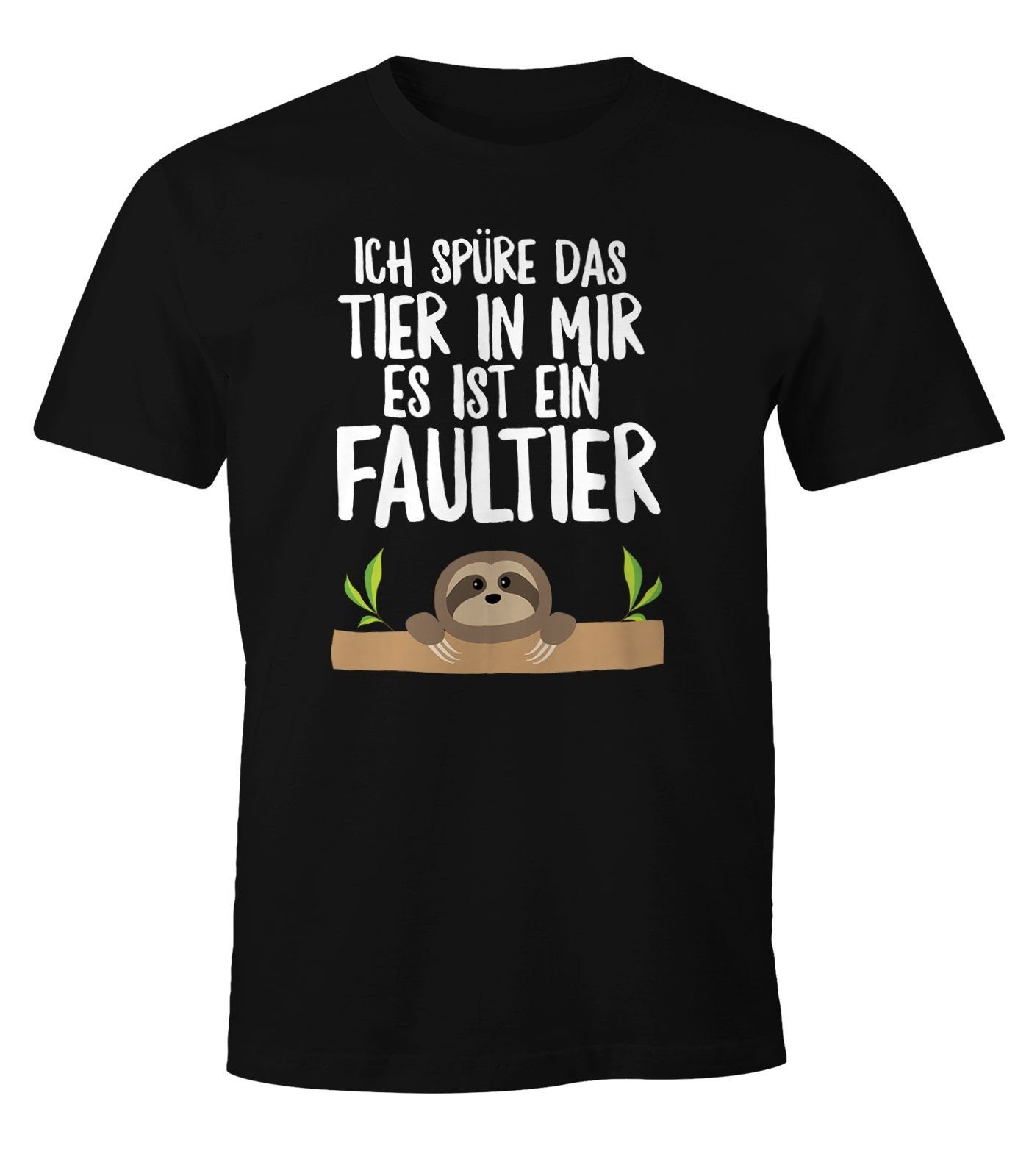 MoonWorks Print-Shirt Faultier Herren T-Shirt Ich spüre das Tier in mir, es ist ein Faultier Fun-Shirt Moonworks® mit Print schwarz | T-Shirts