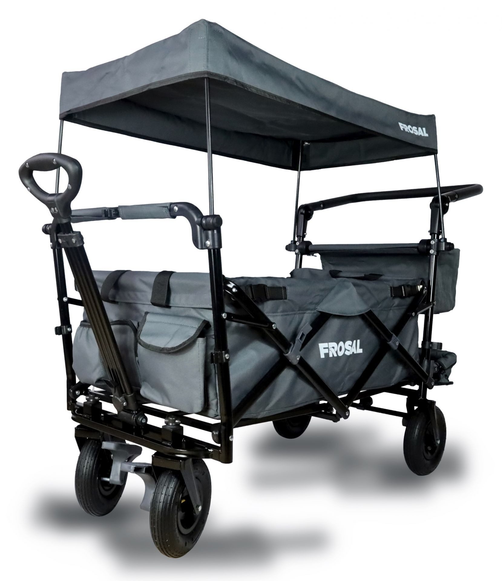 Frosal Bollerwagen Leo grau mit Luftreifen faltbar, faltbar grau