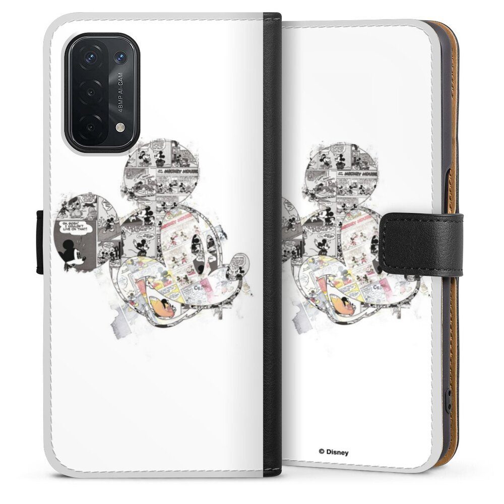 DeinDesign Handyhülle Mickey Mouse Offizielles Lizenzprodukt Disney Mickey Mouse - Collage, Oppo A54 5G Hülle Handy Flip Case Wallet Cover Handytasche Leder