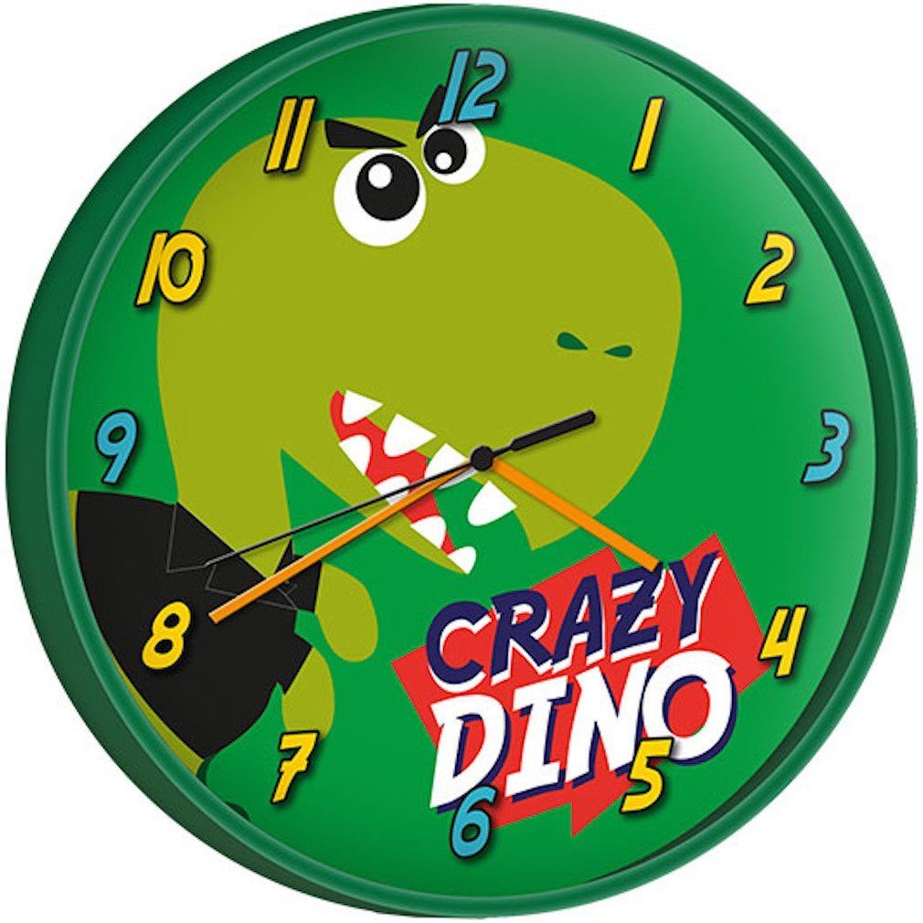 Kids Euroswan Wanduhr Dino Wanduhr mit einem lustigen T-Rex