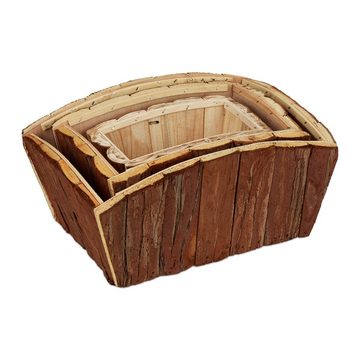 relaxdays Blumenkasten Blumenkasten Holz im 3er Set