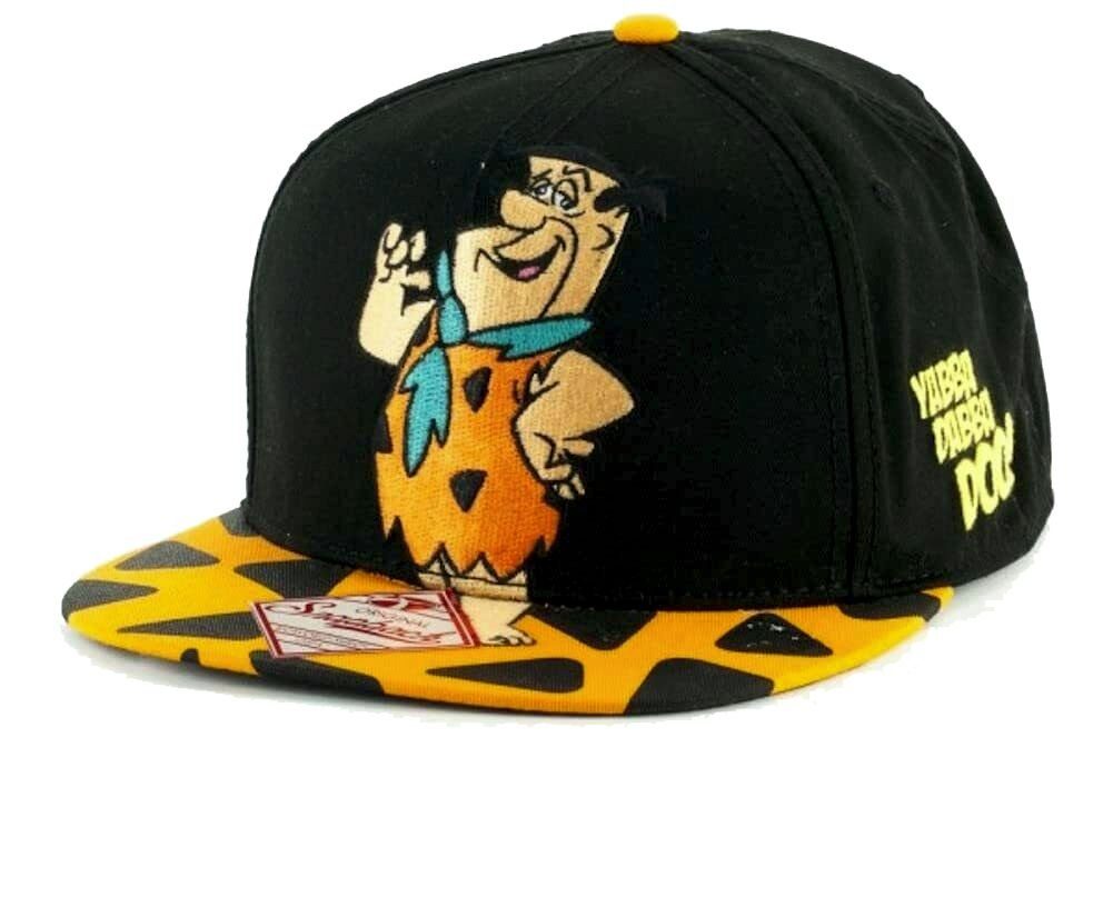 THE Cap Erwachsene DIFUZED Snapback Cap Schwarz-Orange + FLINTSTONES Jugendliche Feuerstein Schirmmütze Basecap Familie