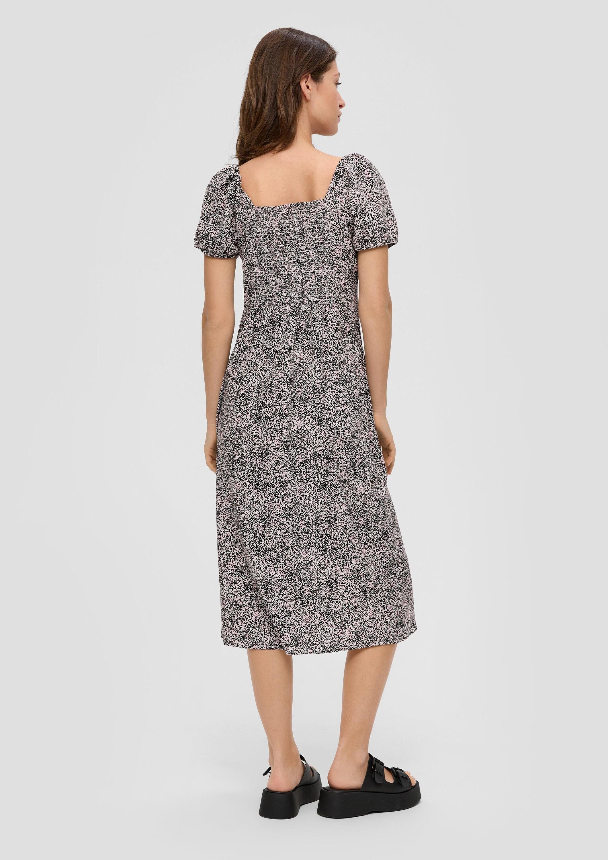 QS Midikleid Kleid Midikleid mit Smok-Detail am Rücken