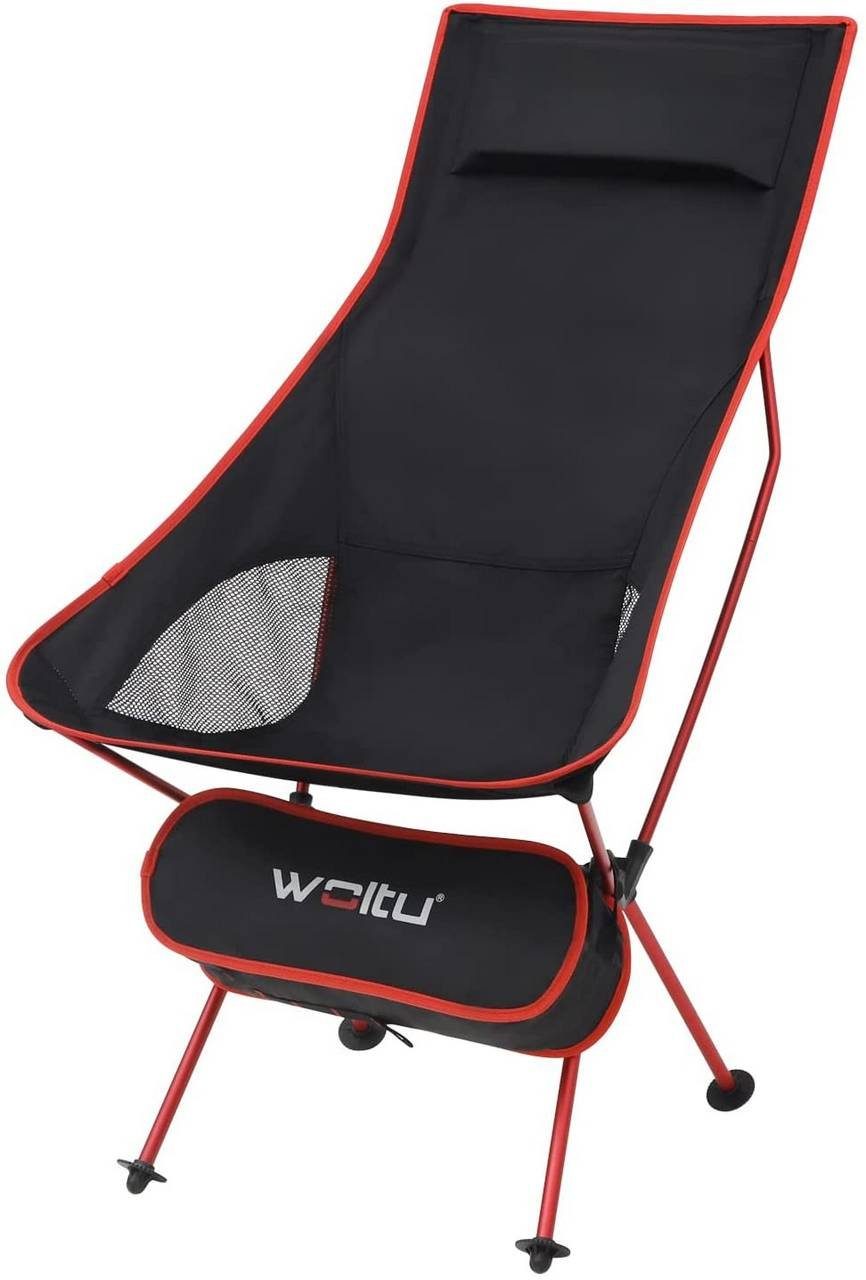 Woltu Campingstuhl, Angelstuhl mit Tragetasche und Kopfstütze