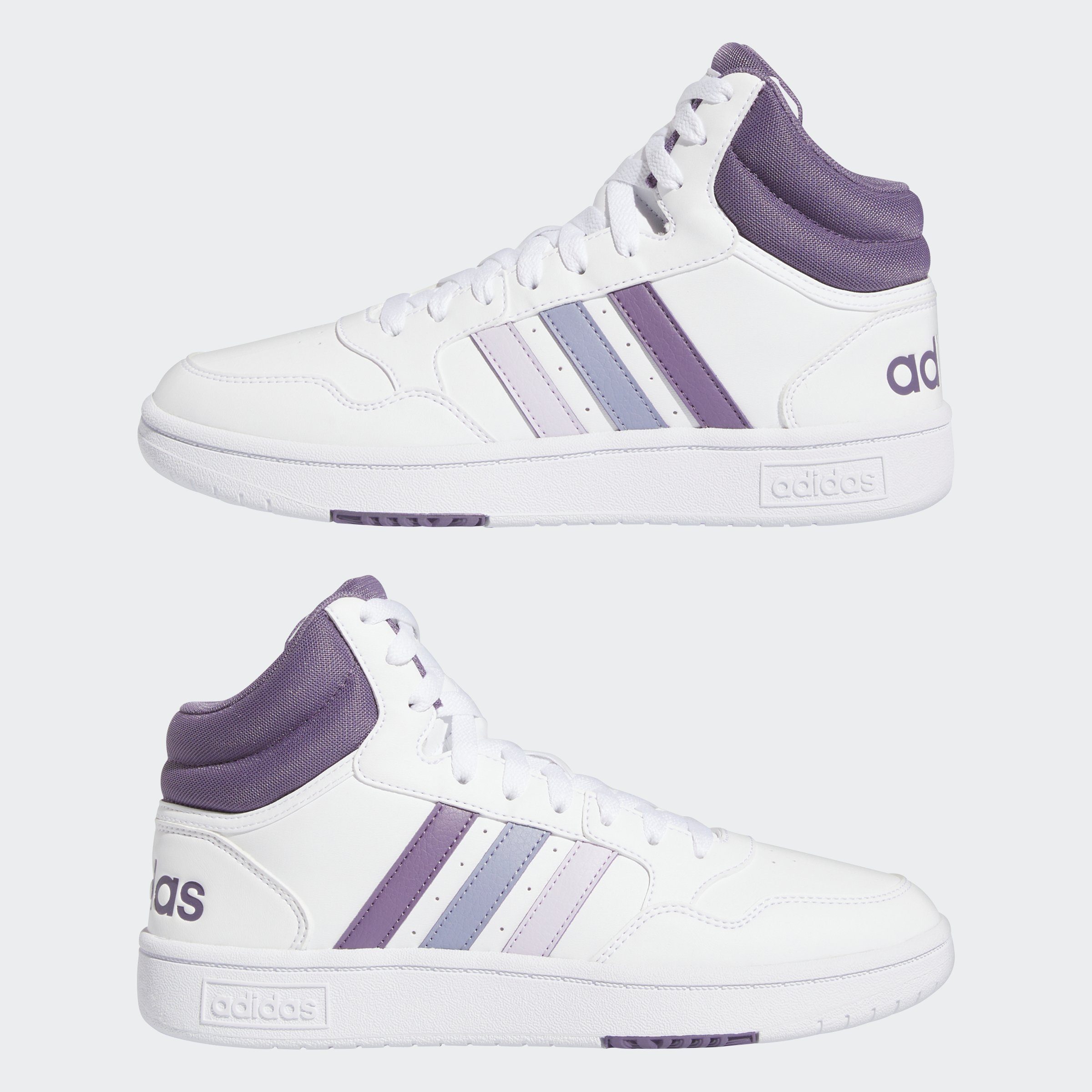adidas Sportswear HOOPS 3.0 Dawn Silver / Silver / MID Cloud Sneaker White Violet