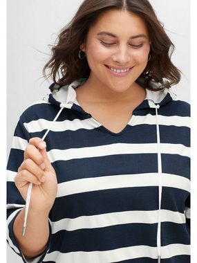 Sheego 3/4-Arm-Shirt Große Größen mit Kapuze, aus reiner Baumwolle