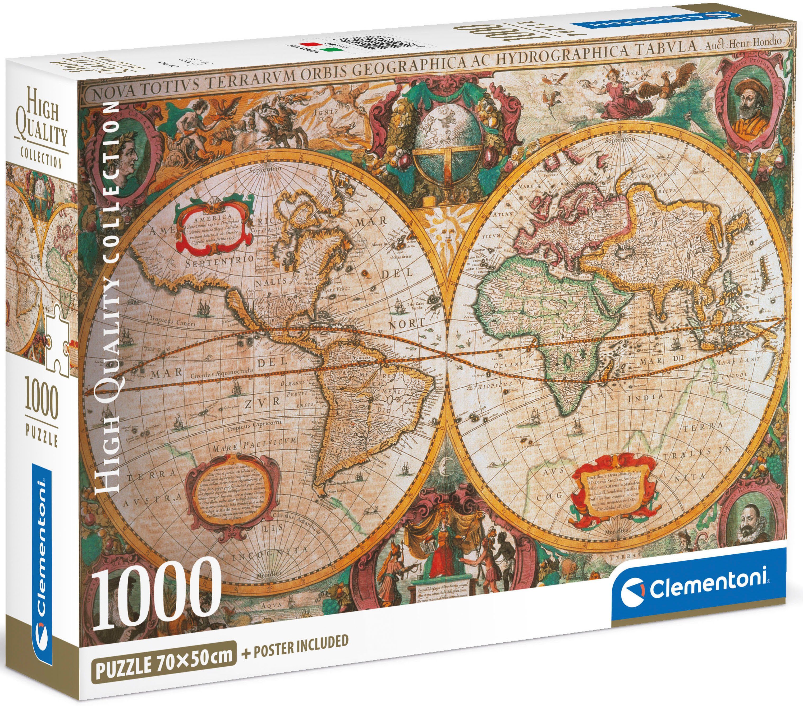 Clementoni® Puzzle High Quality Collection Compact, Antike Karte, mit neuer Compact Box, 1000 Puzzleteile, Made in Europe; FSC® - schützt Wald - weltweit