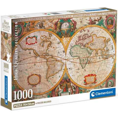 Clementoni® Puzzle High Quality Collection Compact, Antike Karte, mit neuer Compact Box, 1000 Puzzleteile, Made in Europe; FSC® - schützt Wald - weltweit