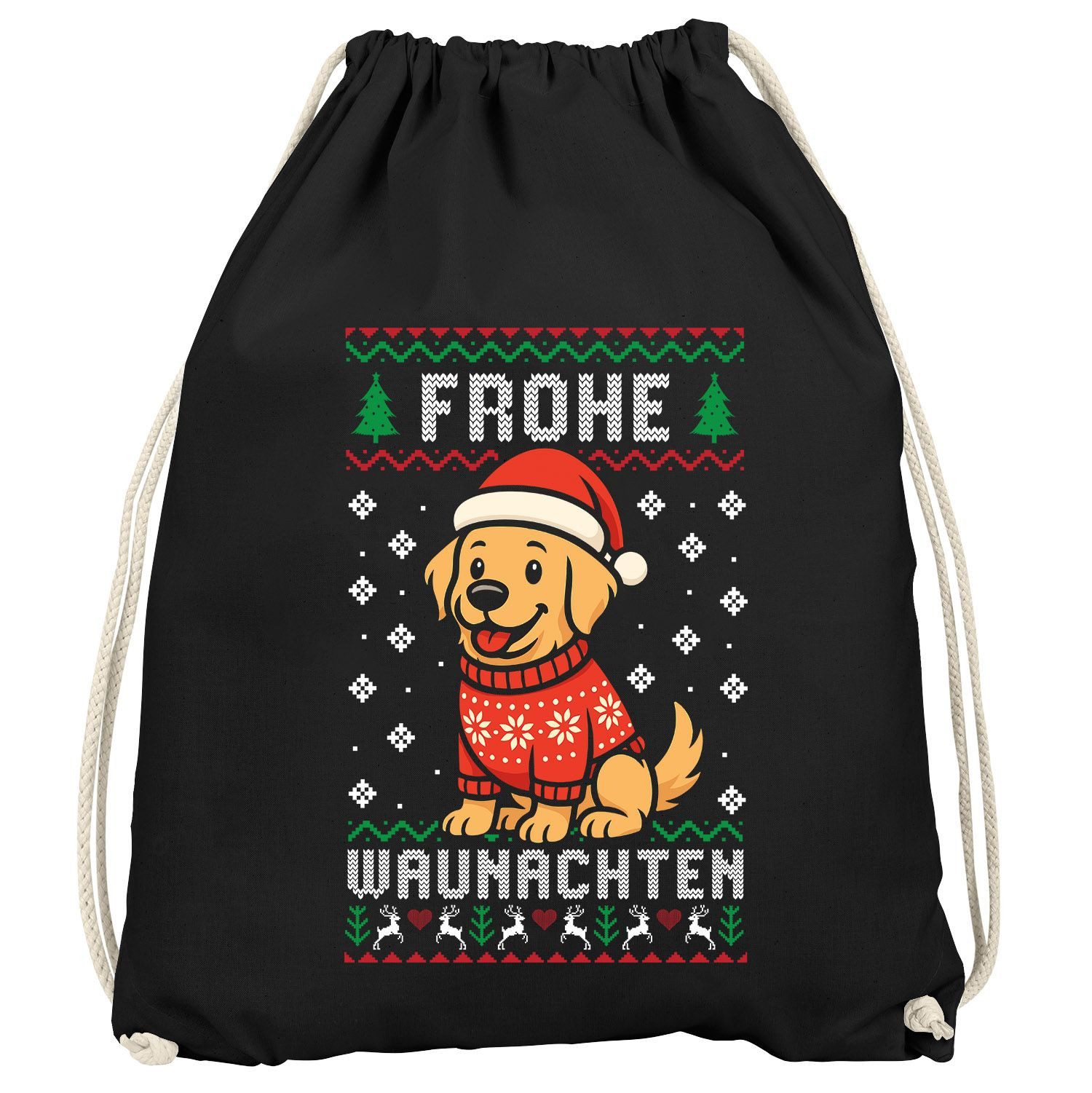 Turnbeutel Turnbeutel Weihnachten Ugly Christmas Spruch lustig Wortwitz Hund