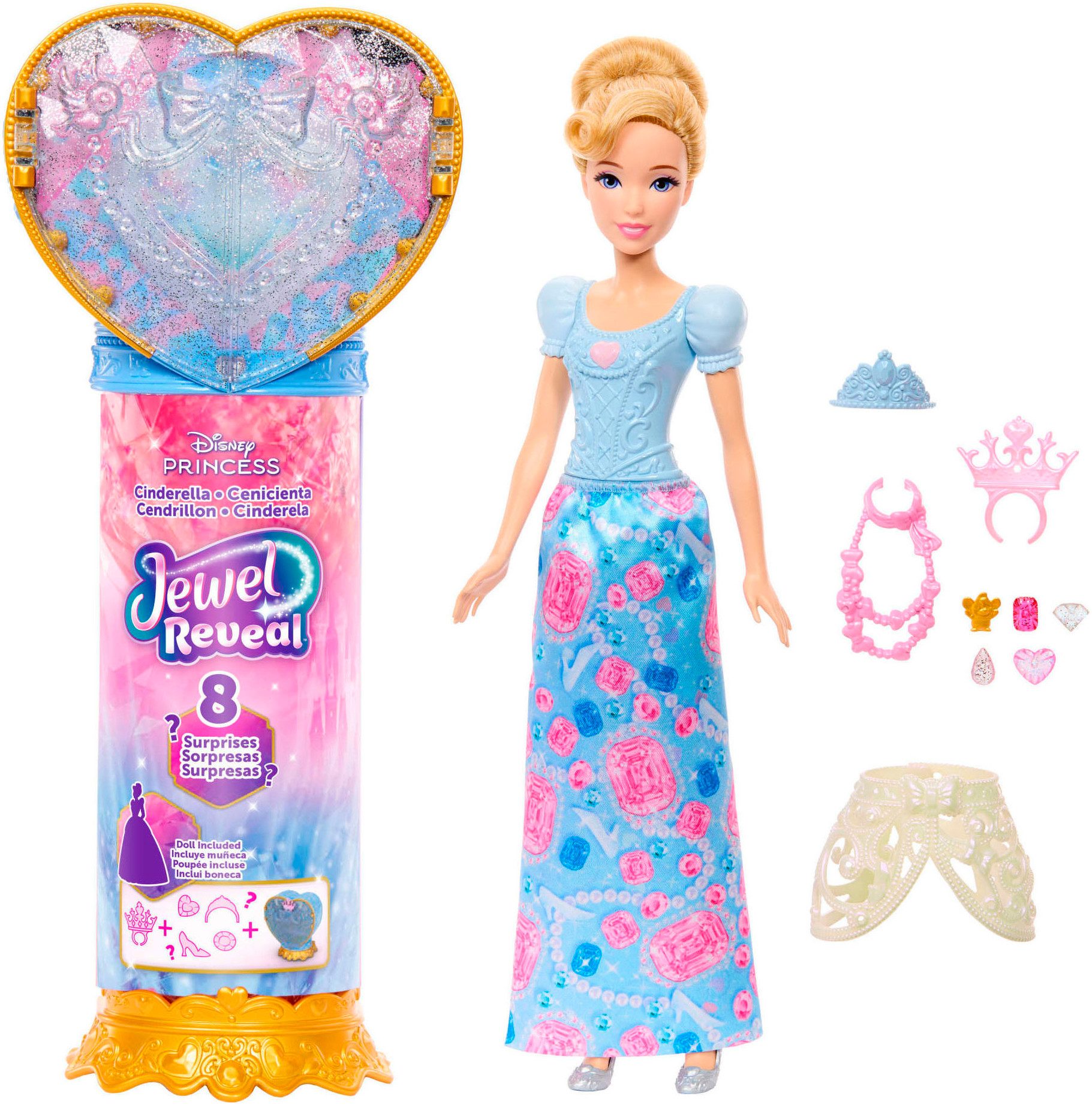 Mattel® Anziehpuppe Disney Prinzessin, Juwel Reveal Cinderella Puppe