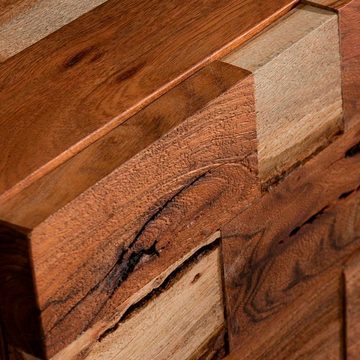 RINGO-Living Sideboard Massivholz Kommode Benisha mit 2 Schubladen in Natur-dunkel und Schwar