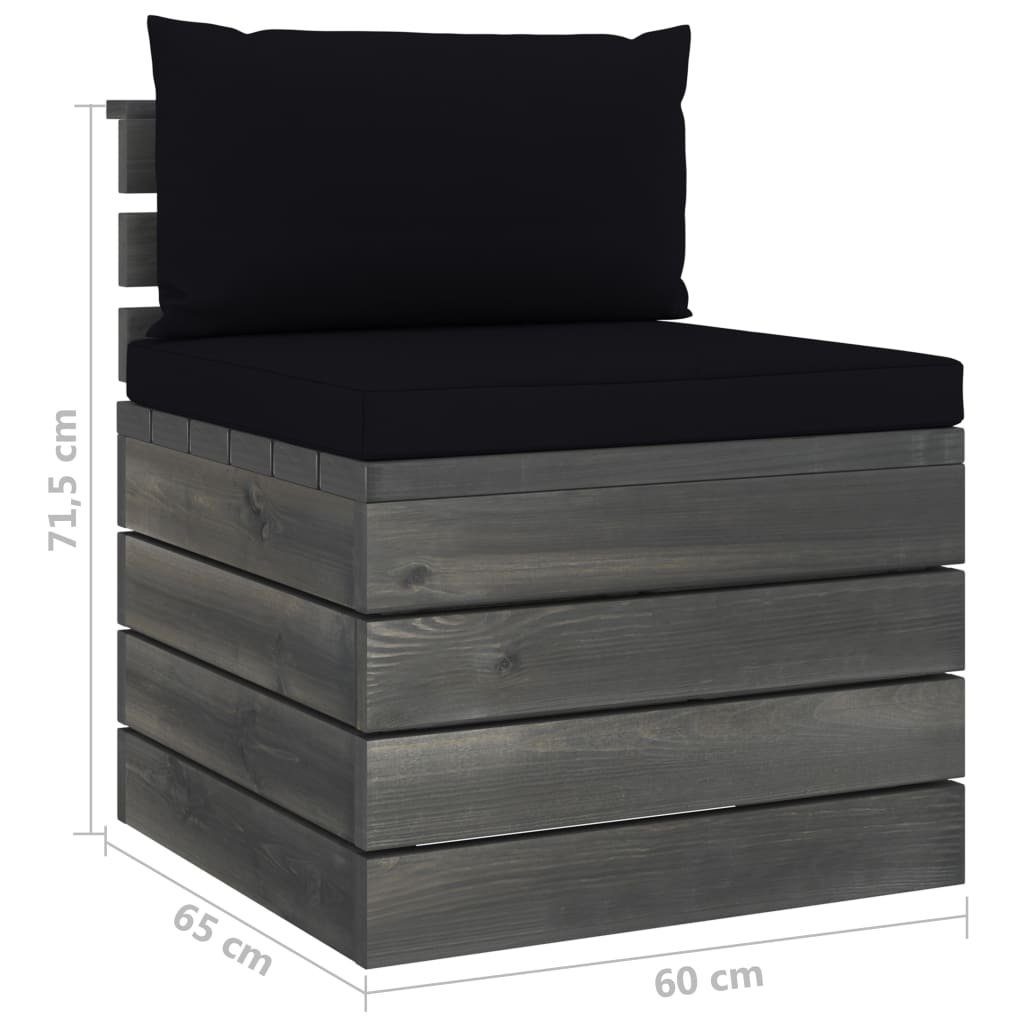 aus Gartenlounge-Set Kiefernholz, Schwarz mit 7-tlg. Kissen (7-tlg) Paletten Garten-Sofagarnitur vidaXL