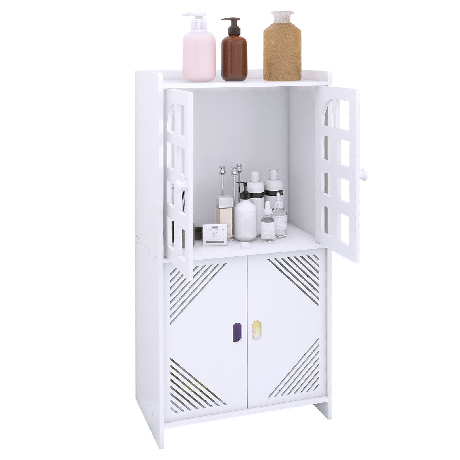 JEOBEST Badkommode Badezimmerschrank mit 2 Türen Badschrank Beistellschrank, (1 St) Weiß 36 × 22 × 75 cm