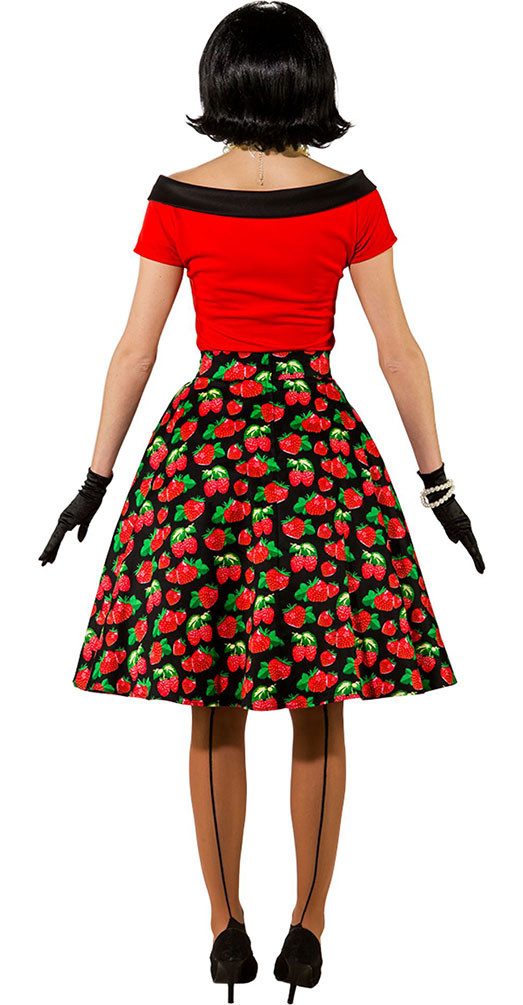 Karneval-Klamotten Kostüm 50er Jahre Damen Rock n Roll Rock schwarz rot, Rockabilly Karneval Outfit Erwachsene Damen Karnevalskostüm Retro Look