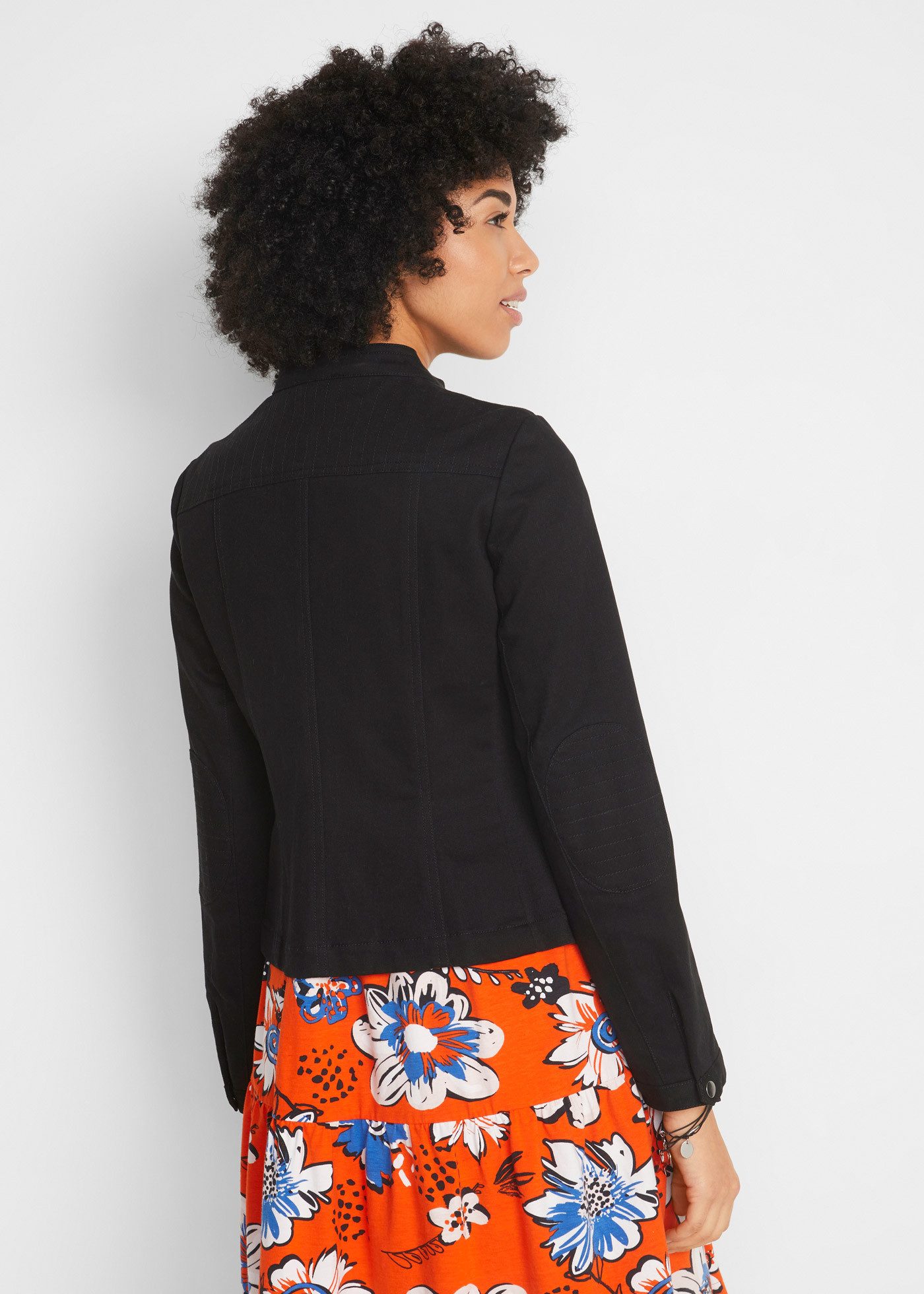 bonprix Bikerjacke mit seitlichen Stretcheinsätzen, Langarm-Design günstig online kaufen