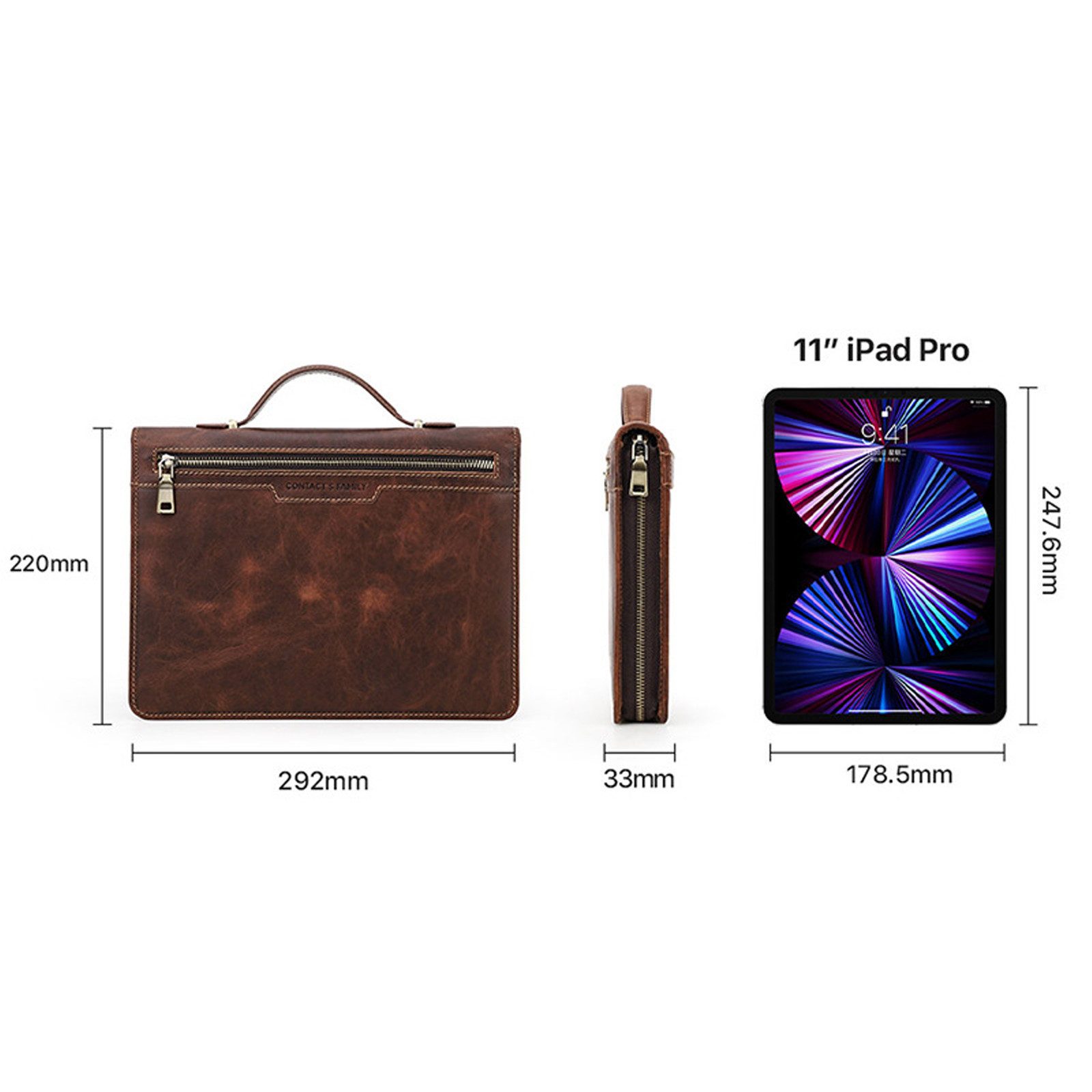 YUBRO-STUDIO Tablettasche Für iPad Pro 11" Lederhülle mit AirTag-Fach Rechtshänder