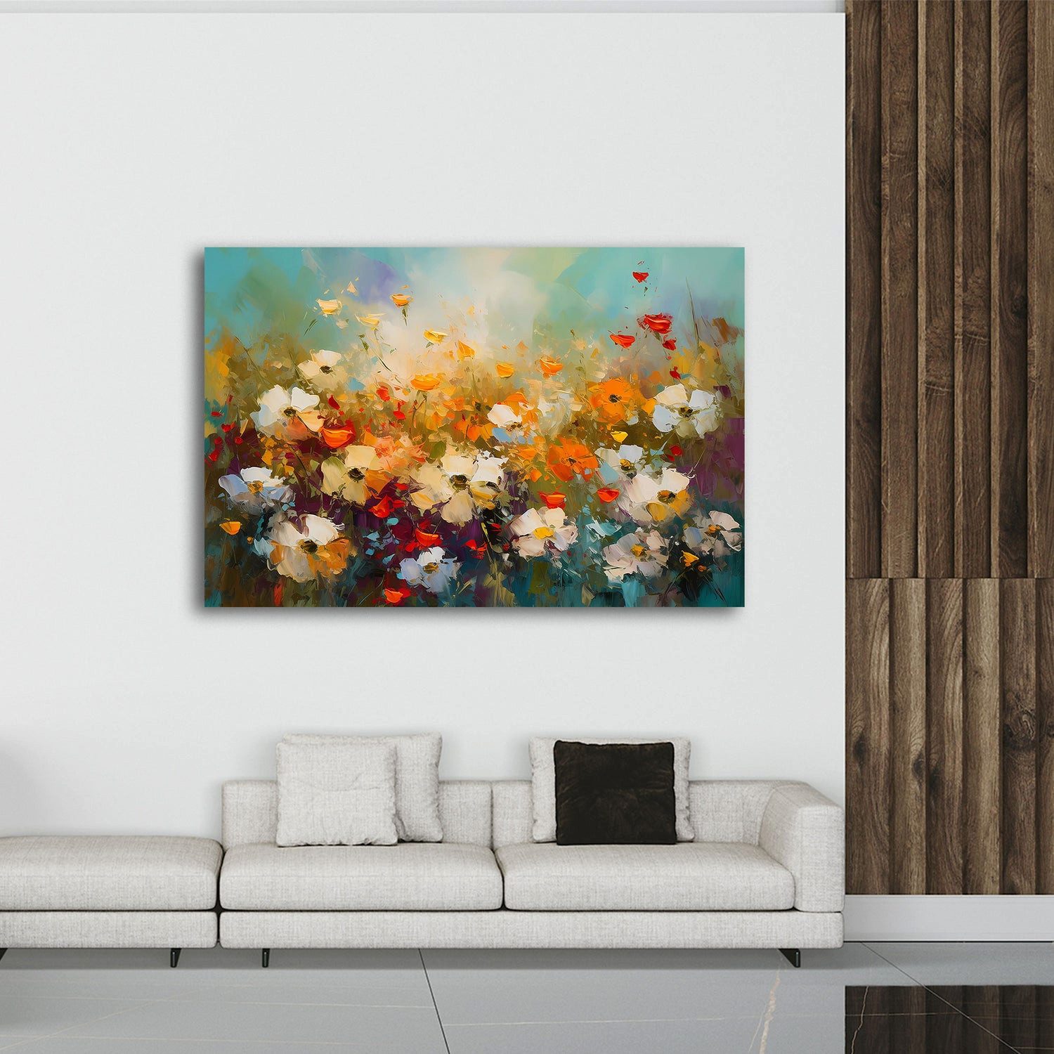Artedinoi Leinwandbild Abstrakt Blumenwiese lebendig Wandbild Leinwandbild Kunstdruck XL Wand, Lebendige Blumenwiese, abstrakt