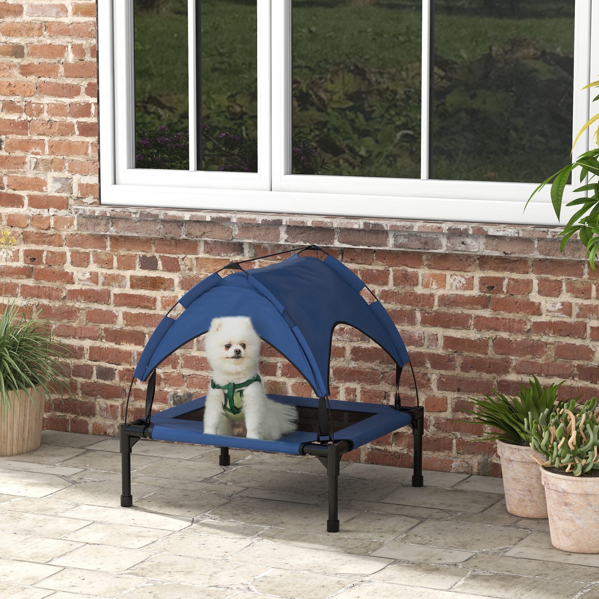 PawHut Tierbett mit Baldachin, Outdoor Hundeliege günstig online kaufen