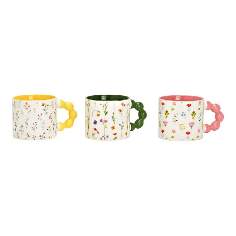 G. Wurm GmbH + Co. Kommanditgesellschaft Tasse Wurm Tasse Blumen, gelb/grün/rosa, sort. 3, 14x8x9cm, WURM-10042335