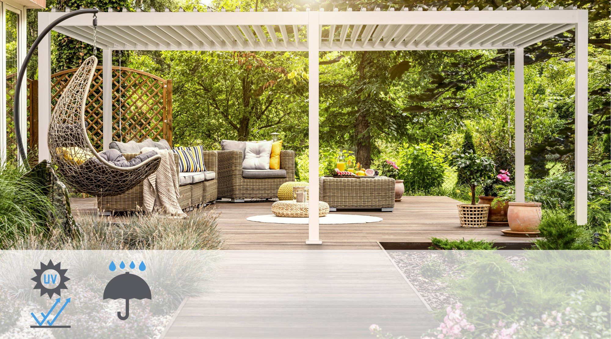 Weide Pergola »Sorara Mirador / Weide VollAluPavillon Pergola weiß 3