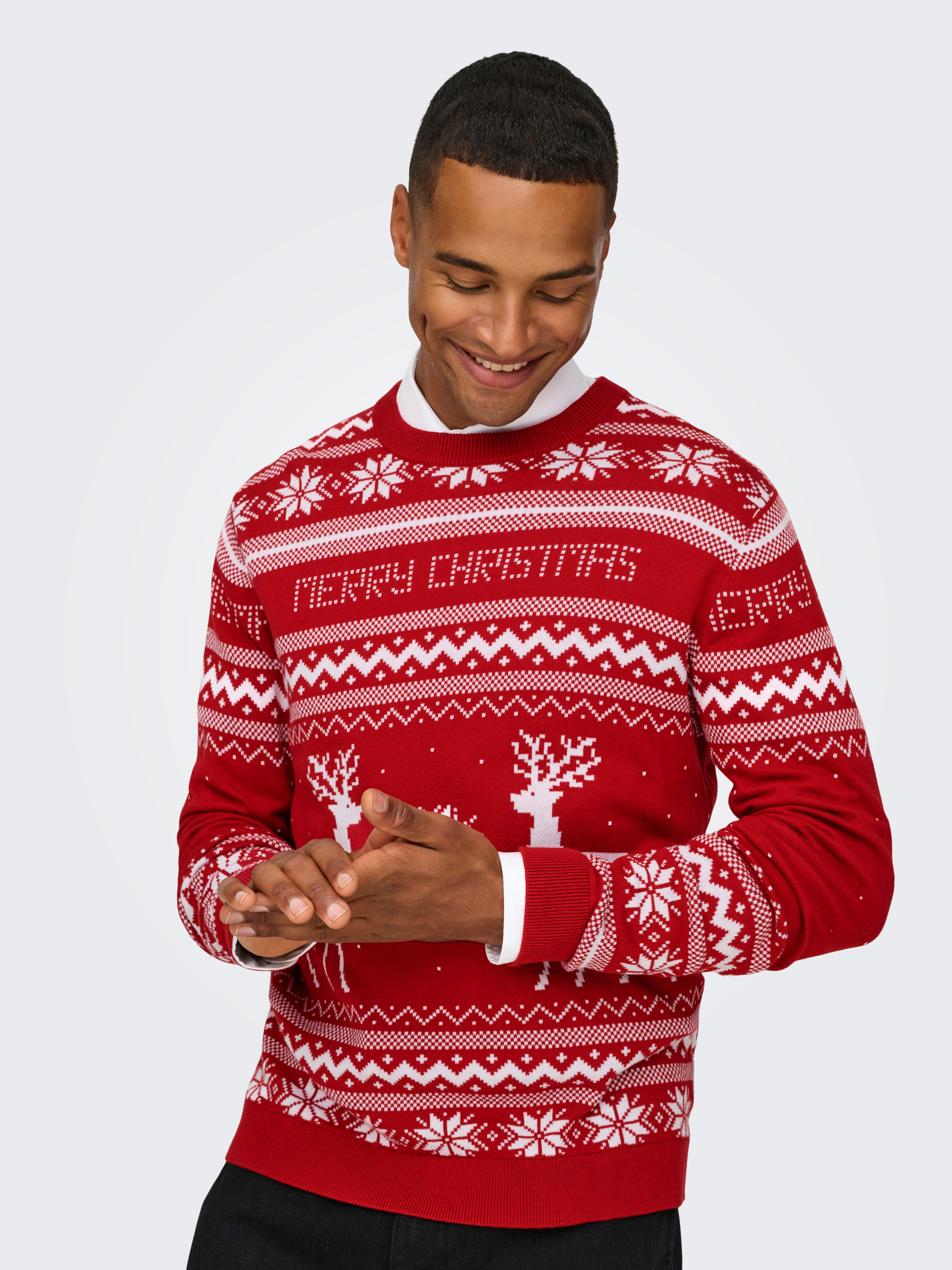 ONLY & SONS Rundhalspullover ONSXMAS REG 5 JAQ CREW KNIT günstig online kaufen
