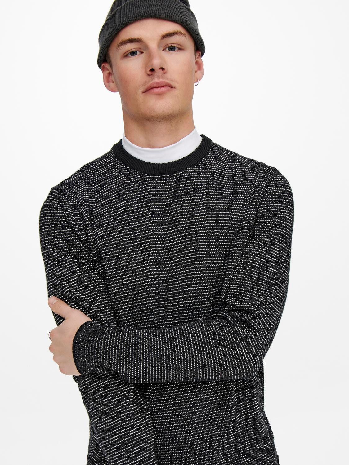 ONLY & SONS Strickpullover Rundhals Langarm ONSNIGUEL REG 12 STRIPE CREW KN günstig online kaufen
