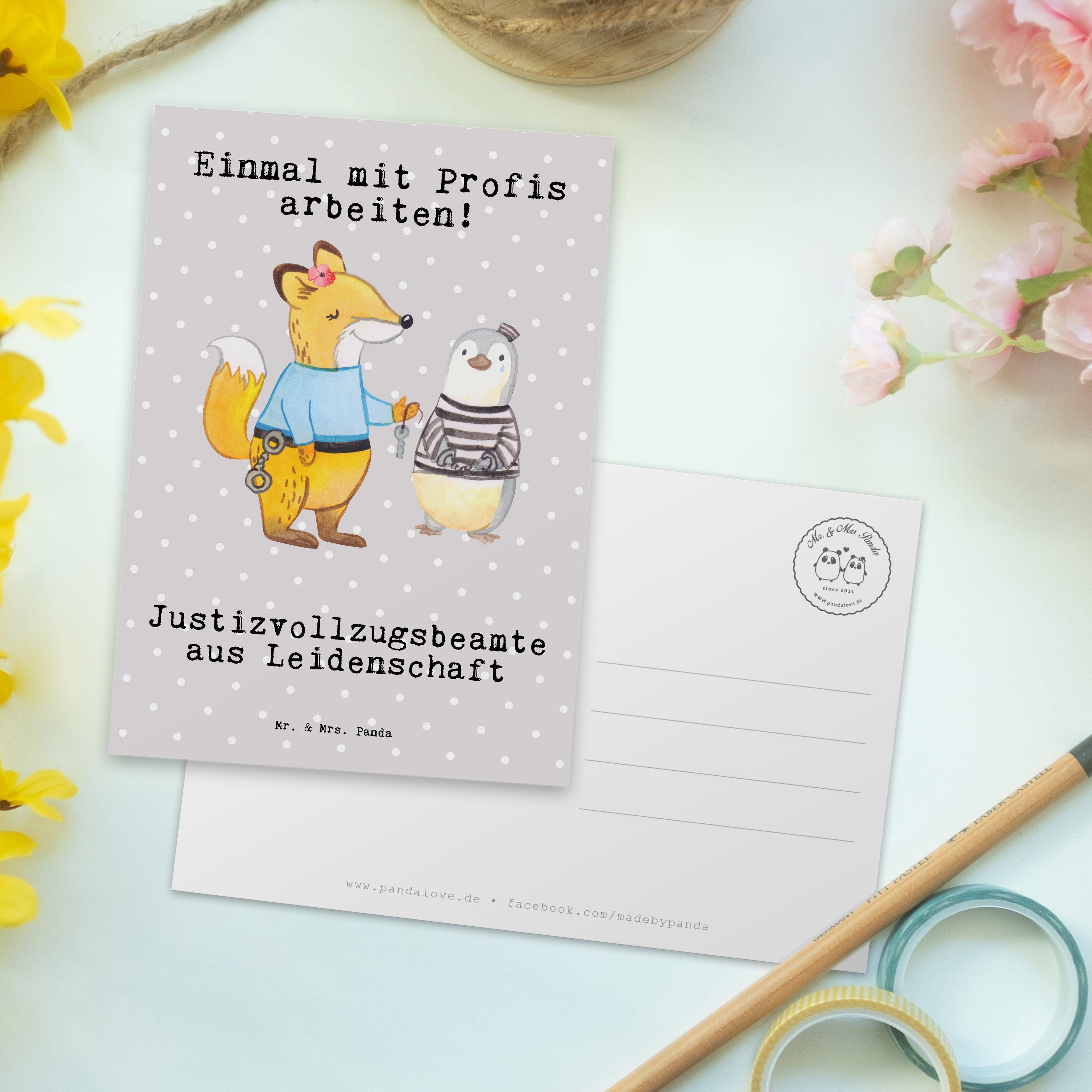 Mr. Justizvollzugsbeamte & aus Geschenk, Grau Panda - Pastell Leidenschaft Mrs. Ausb Postkarte -