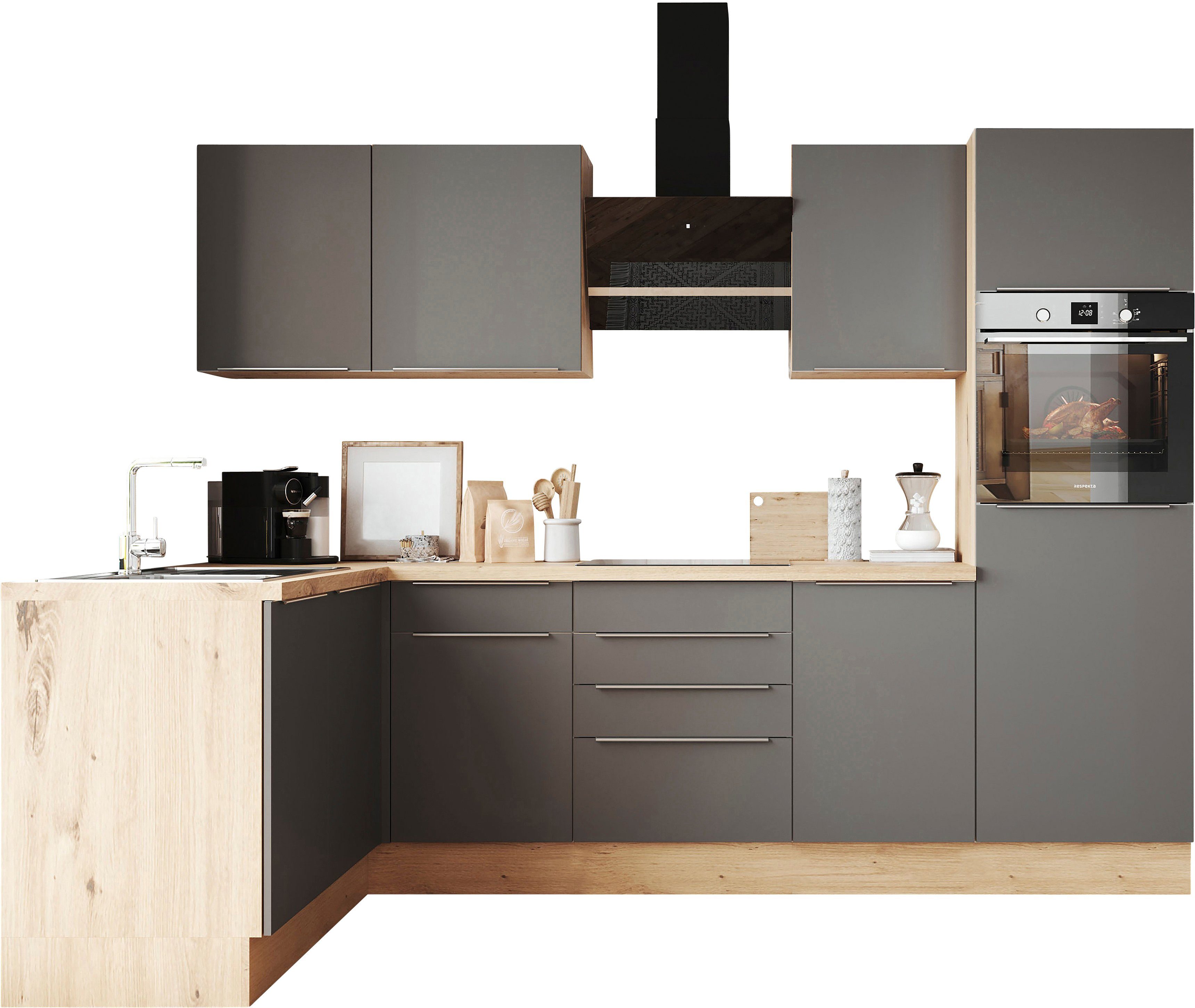 RESPEKTA Küchenzeile Safado aus der Serie Marleen, Breite 280 cm, mit Soft-Close, in exklusiver Konfiguration für OTTO