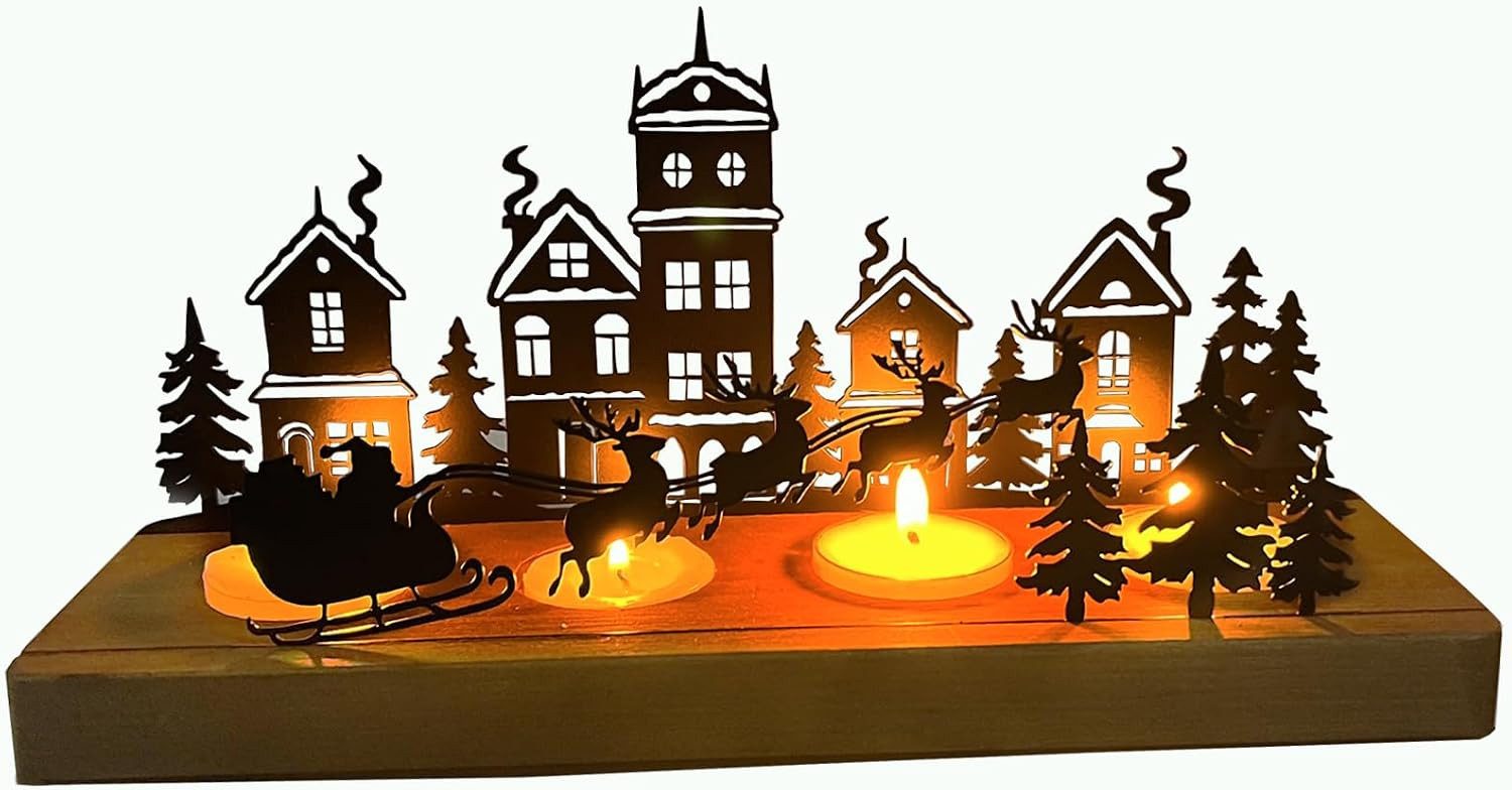 FELIXLEO Adventskranz Adventskerzenhalter Teelichthalter Adventskranz 28 x 12,5 x 8 cm