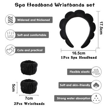 Truyuety Haarband Hautpflege-Stirnband und Armbänder, 3 Stück für Damen und Mädchen, 3-tlg.