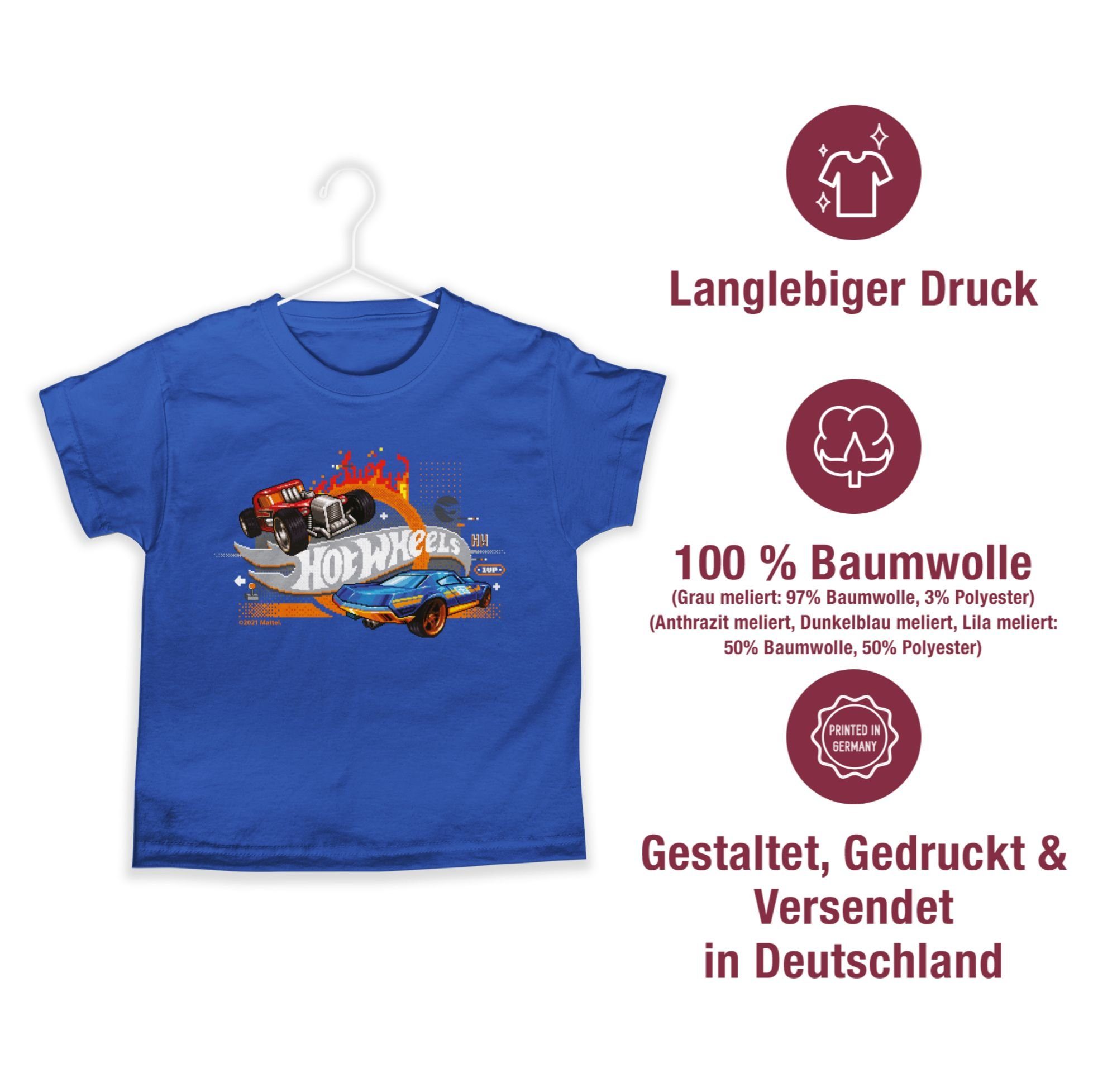 Shirtracer T-Shirt 8-Bit Logo Hot 02 Royalblau Jungen Wheels