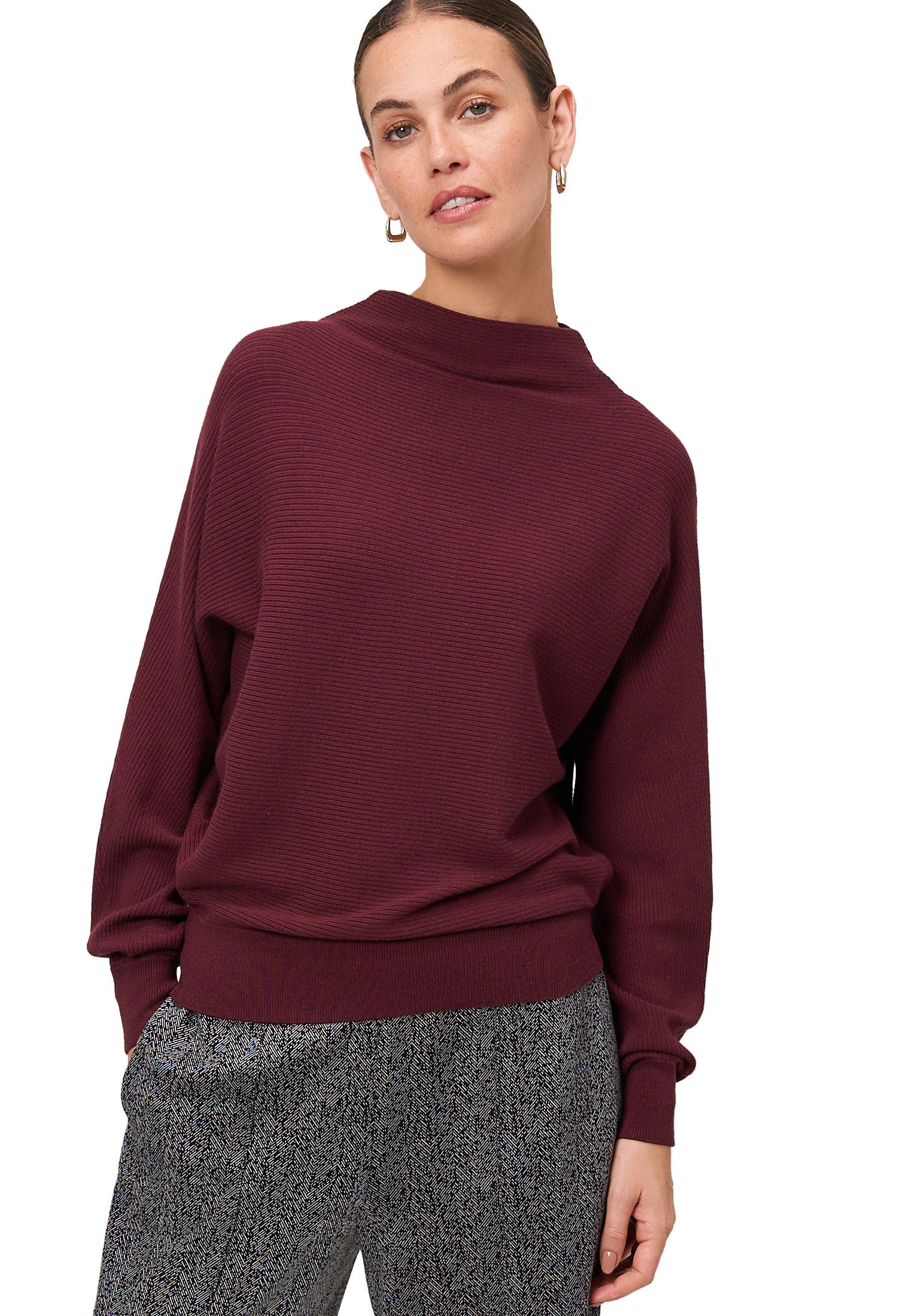 Zero Strickpullover Damen strukturiert mit Stehkragen (1-tlg) Plain/ohne De günstig online kaufen