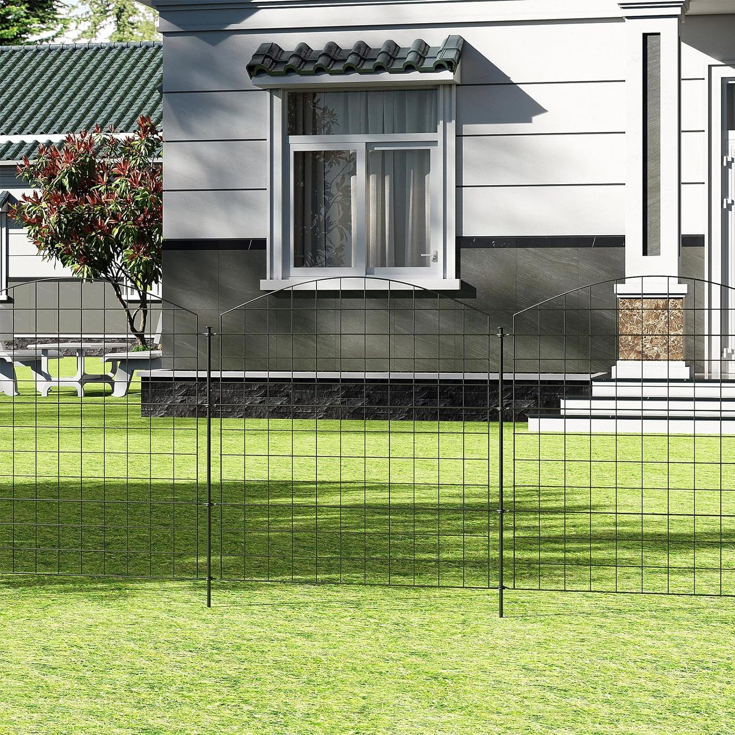 Woltu Teichzaun, (10-St), Gartenzaun Komplettset, Steckzaun Metall, Gitterz günstig online kaufen