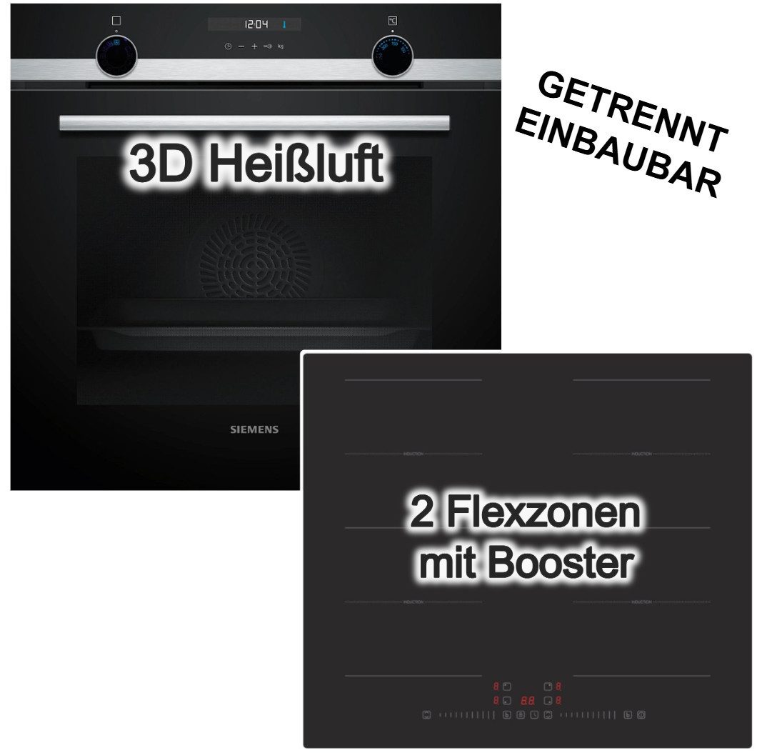 SIEMENS Backofen-Set 3DHeißluft Hydrolyse Schnellheizen +PKM Induktionsfeld Flexzonen Boost, Hydrolyse
