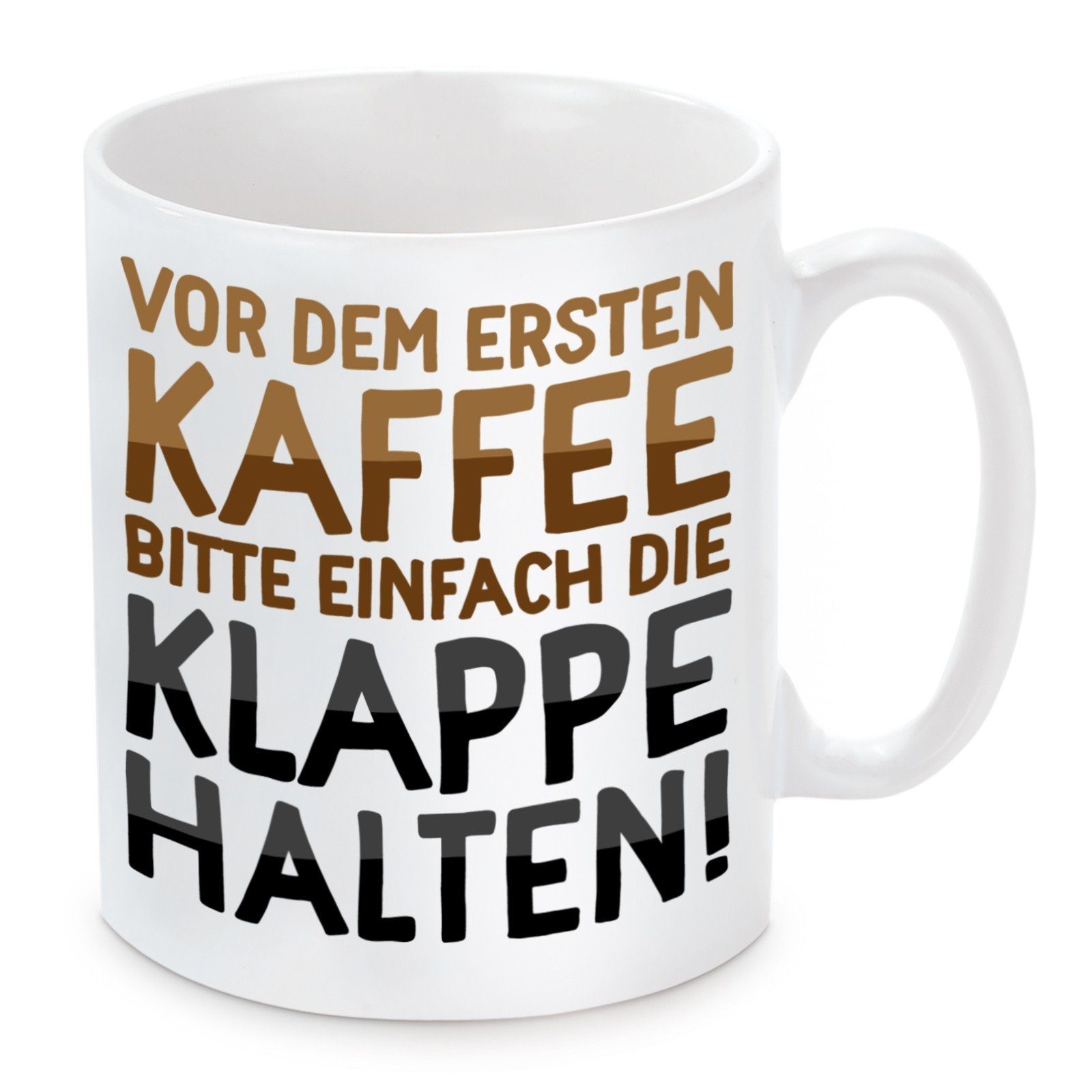 Herzbotschaft Tasse Kaffeebecher mit Motiv Vor dem ersten Kaffee bitte einfach, Keramik, Kaffeetasse spülmaschinenfest und mikrowellengeeignet | Teetassen