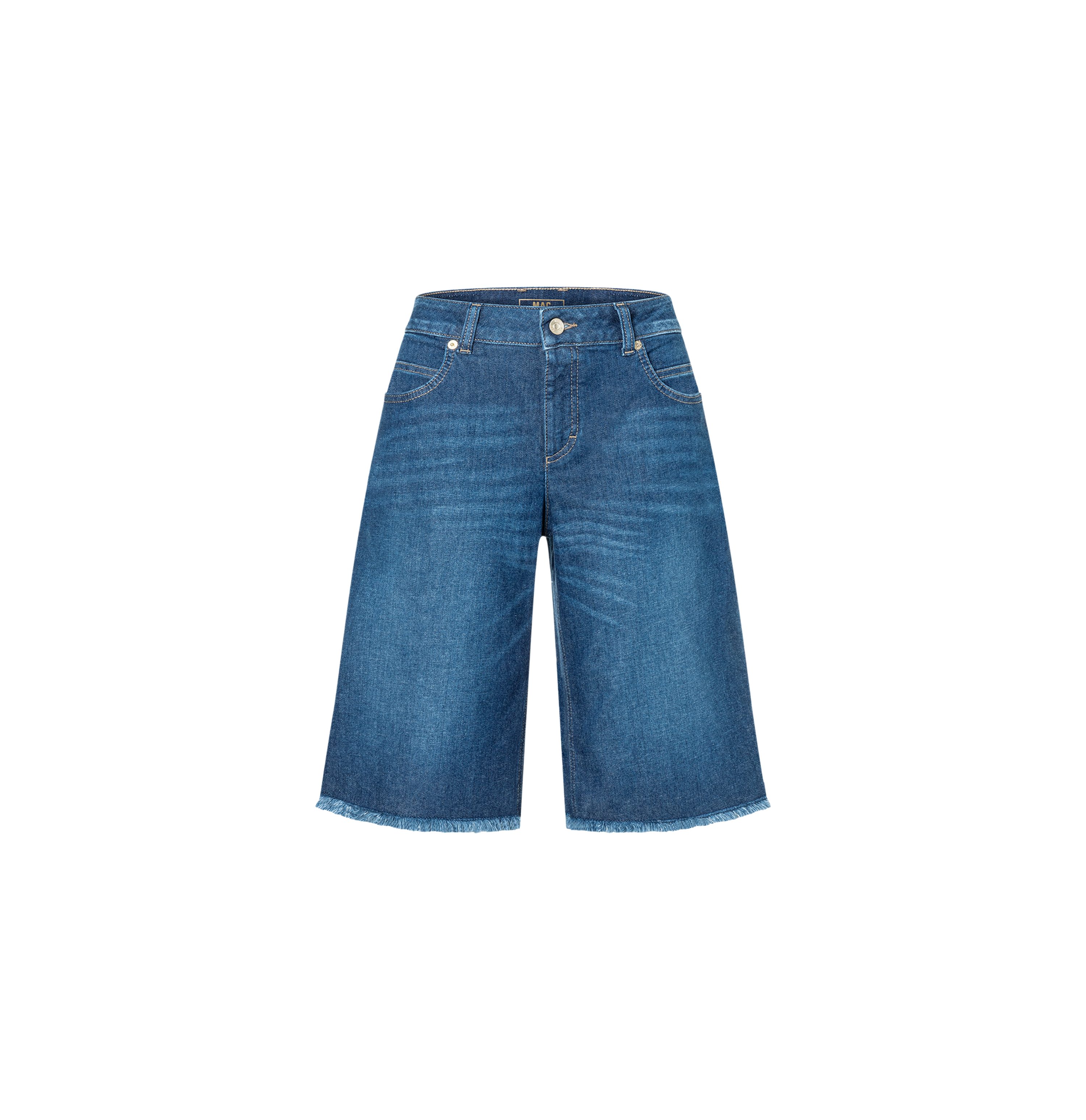 MAC 5-Pocket-Jeans blau, Casual, Baumwolle, Unifarben, Weit, Hoch