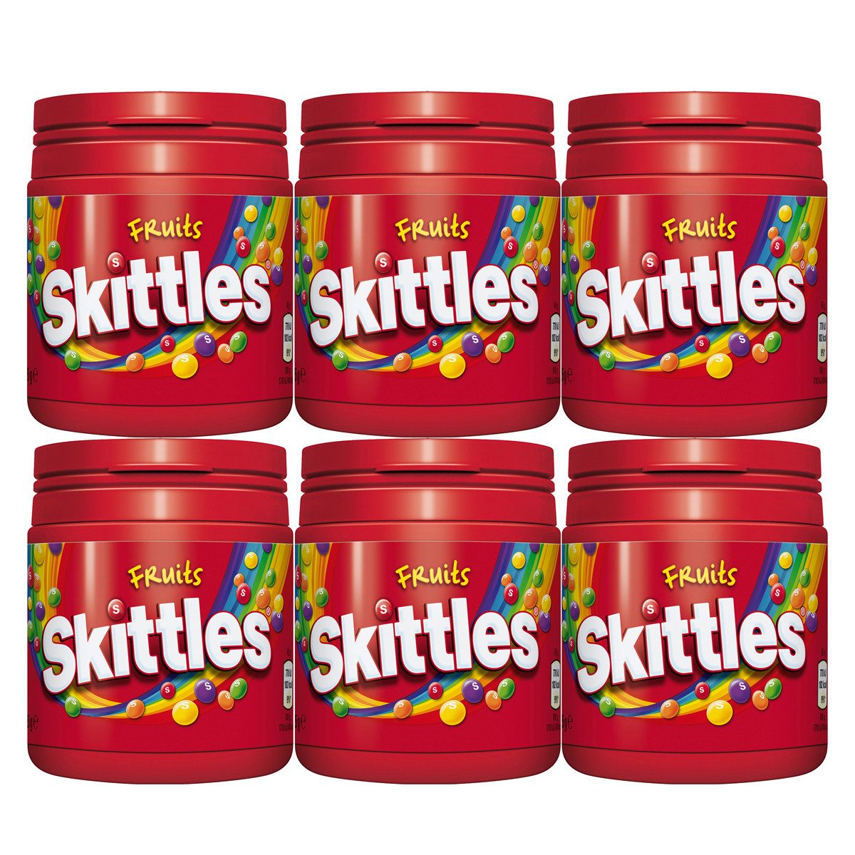 Skittles Süßigkeit, Skittles Fruits Kaudragees mit knusprige Hülle 125g 6er Pack