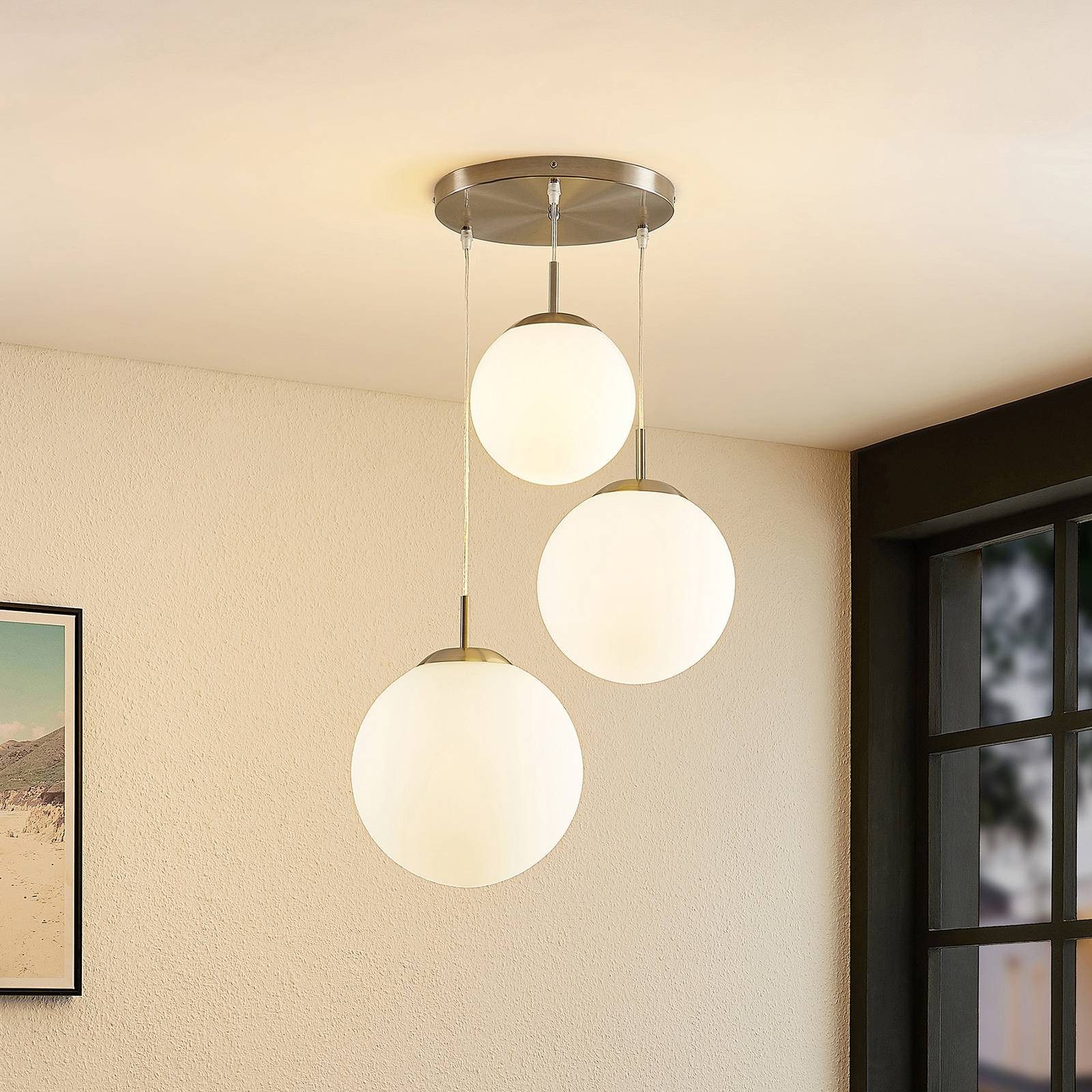 Lindby Hängeleuchte Heleska, Metall, Weiß IP20, 3 x 15 W günstig online kaufen