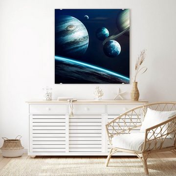 Primedeco Glasbild Wandbild Quadratisch Planeten des Sonnensystems mit Aufhängung, Weltall