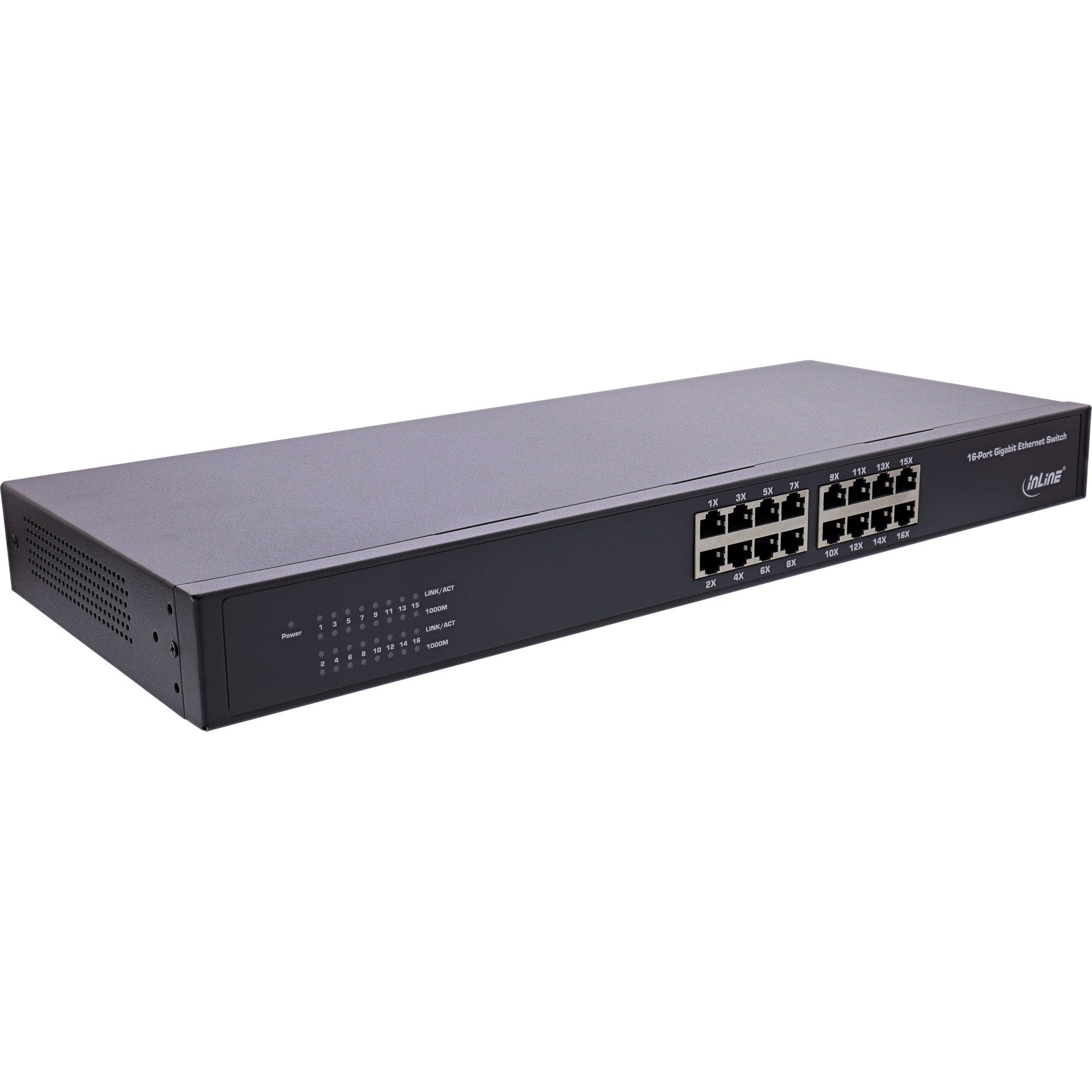 Gigabit Netzwerk Switch 16-Port, 1GBit/s, Metall, lüfterlos Netzwerk-Switch