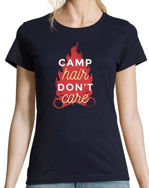 Youth Designz T-Shirt Camp Hair Dont Care Damen Shirt mit lustigem Camping Frontprint